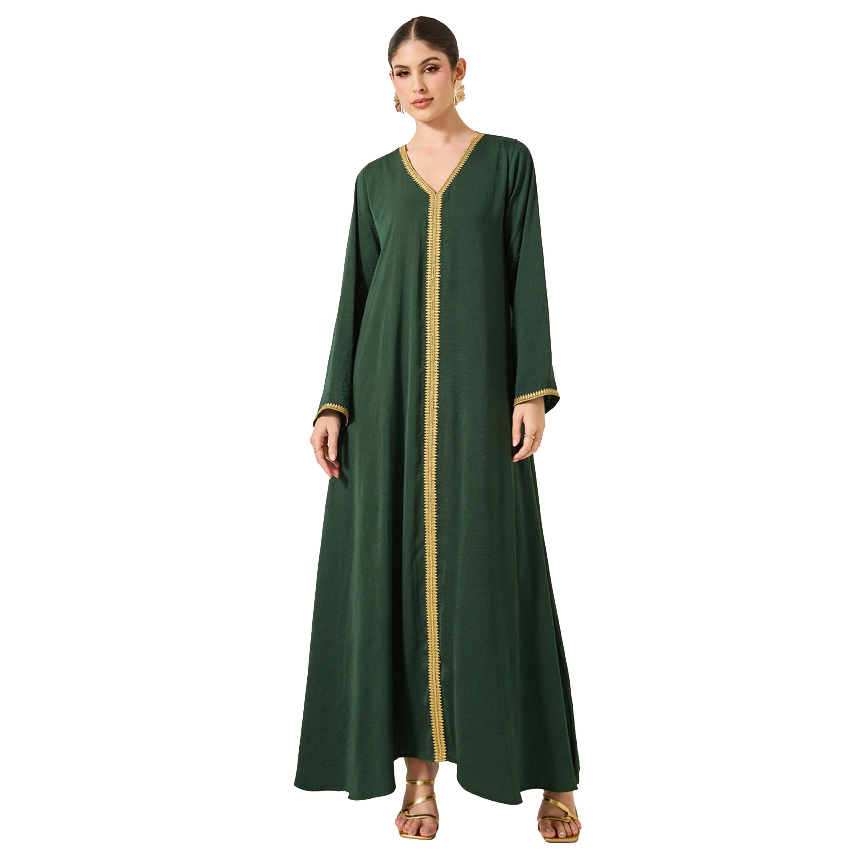 ستايلي - جلابية برباط خصر وياقة V-women-arabicclothing-jalabiyas-image-2