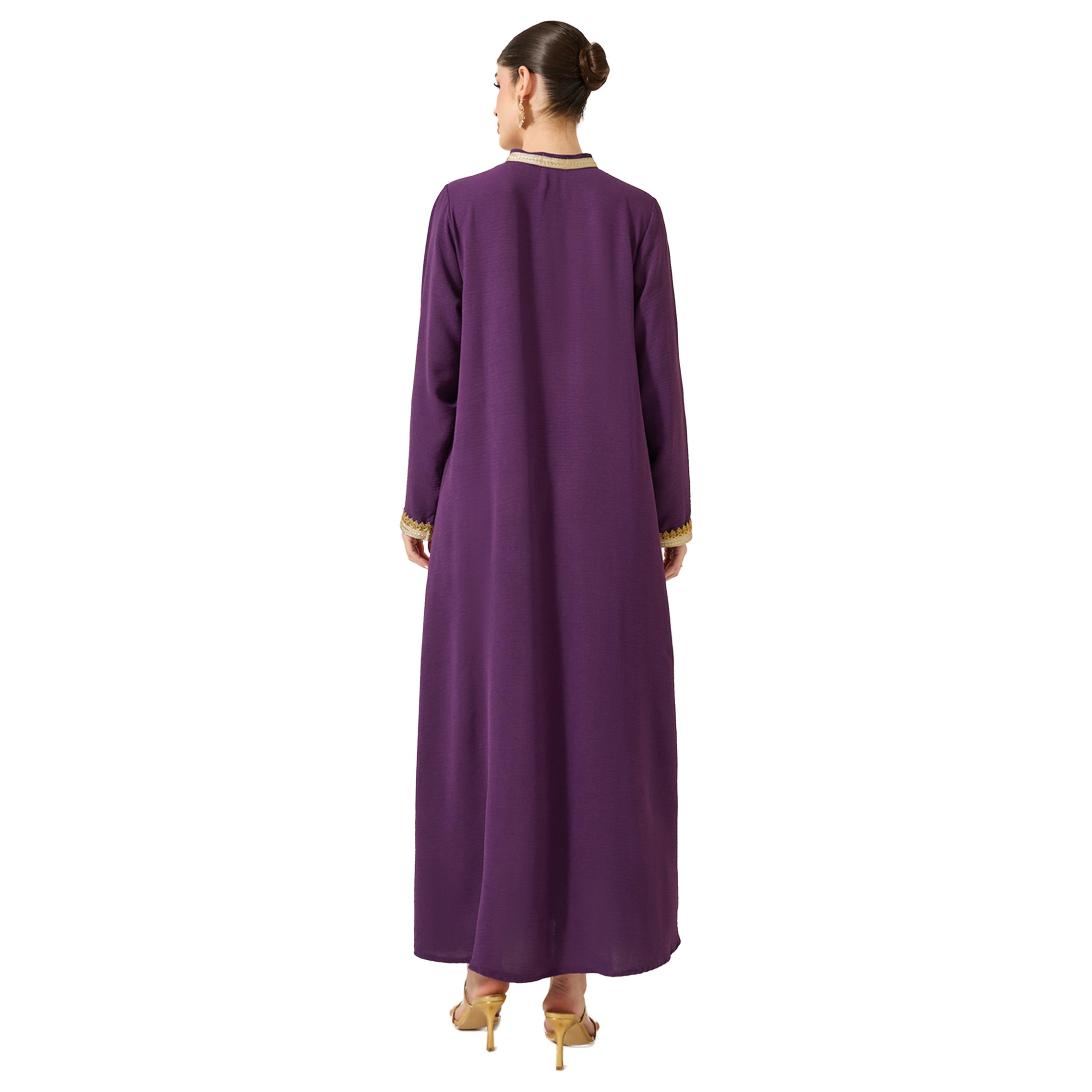 ستايلي - جلابية على شكل حرف A مع ياقة مطوية وتفاصيل دانتيل-women-arabicclothing-jalabiyas-image-5