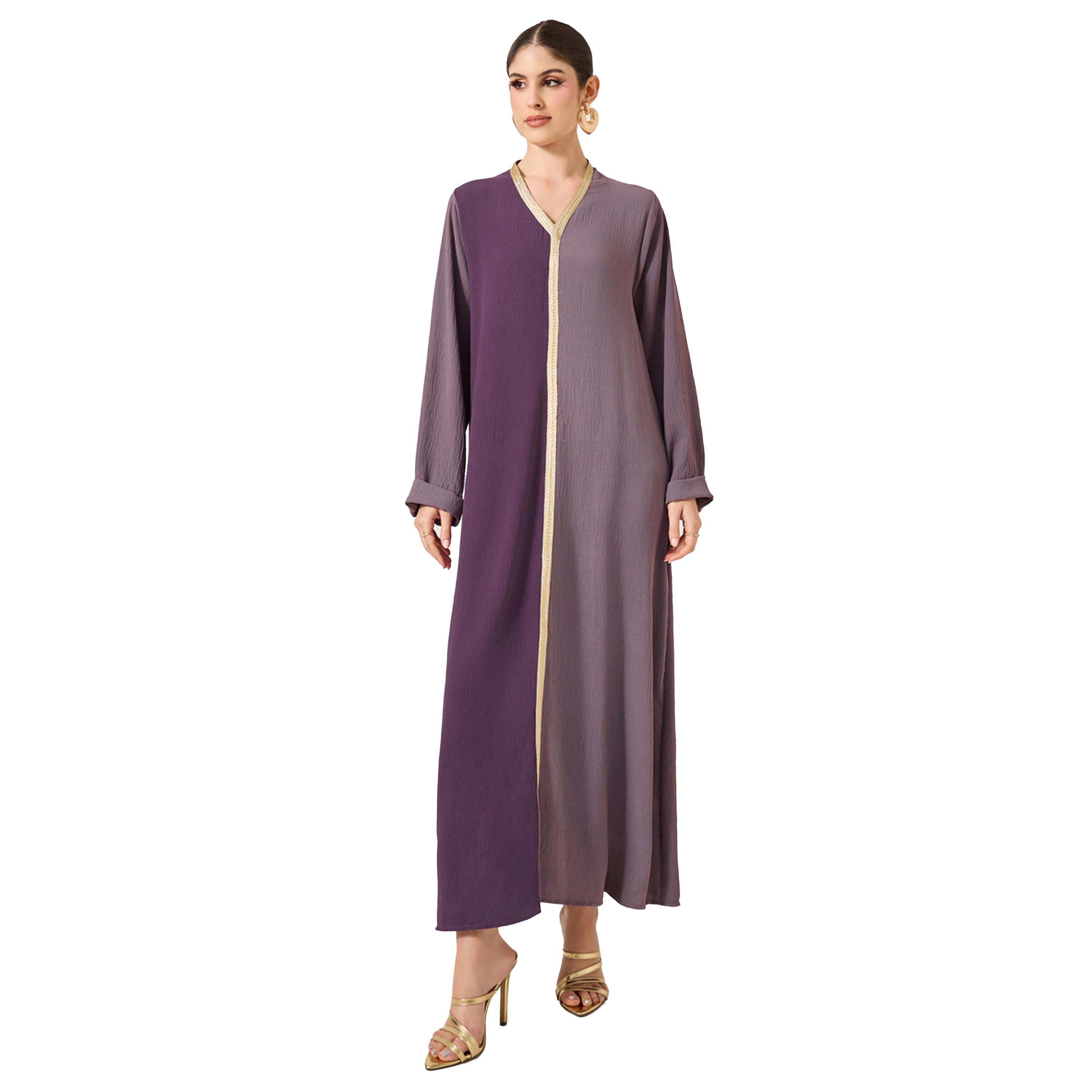 أميرة x ستايلي جلابية بنمط كتل الالوان وتفاصيل دانتيل-women-arabicclothing-jalabiyas-image-2
