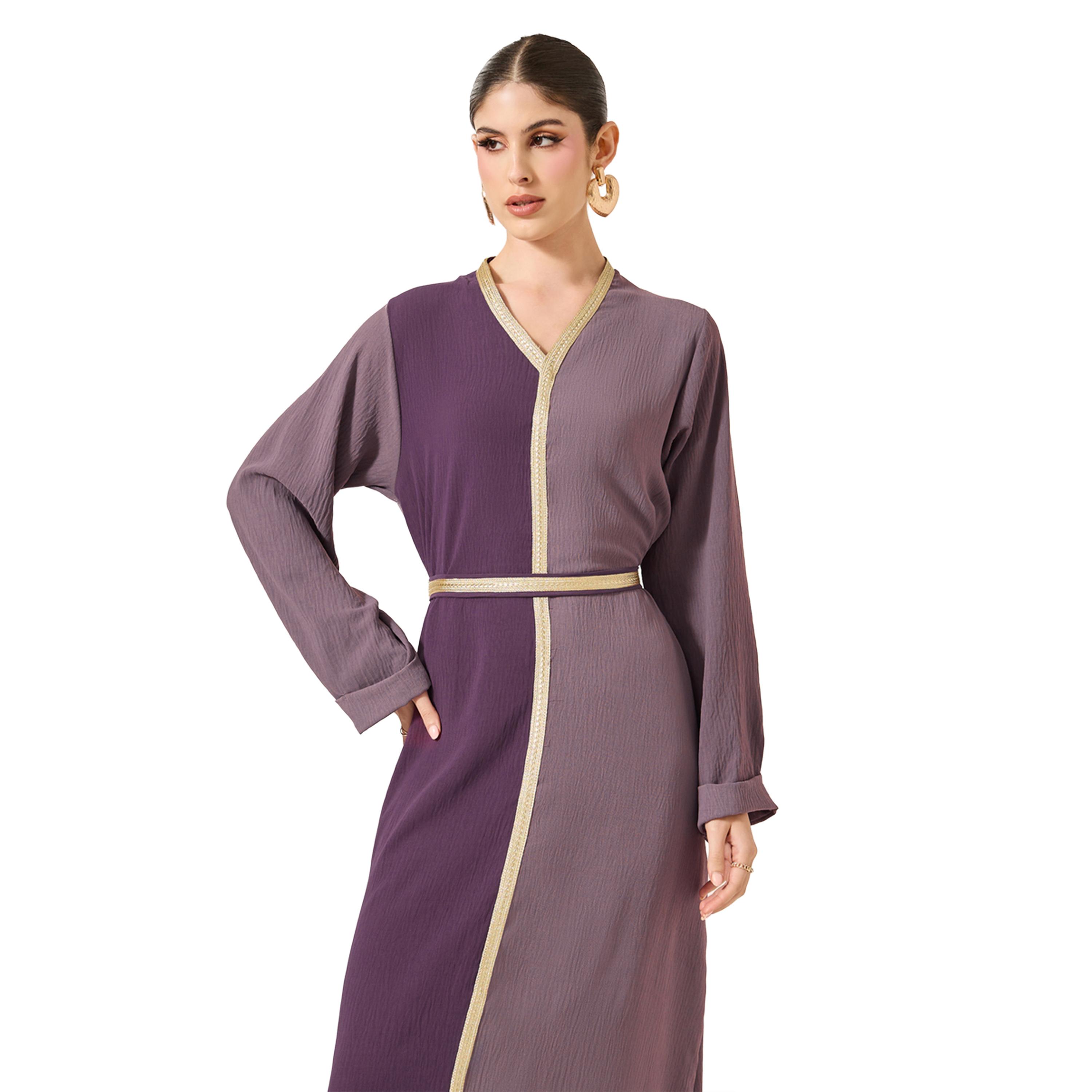 أميرة x ستايلي جلابية بنمط كتل الالوان وتفاصيل دانتيل-women-arabicclothing-jalabiyas-image-3