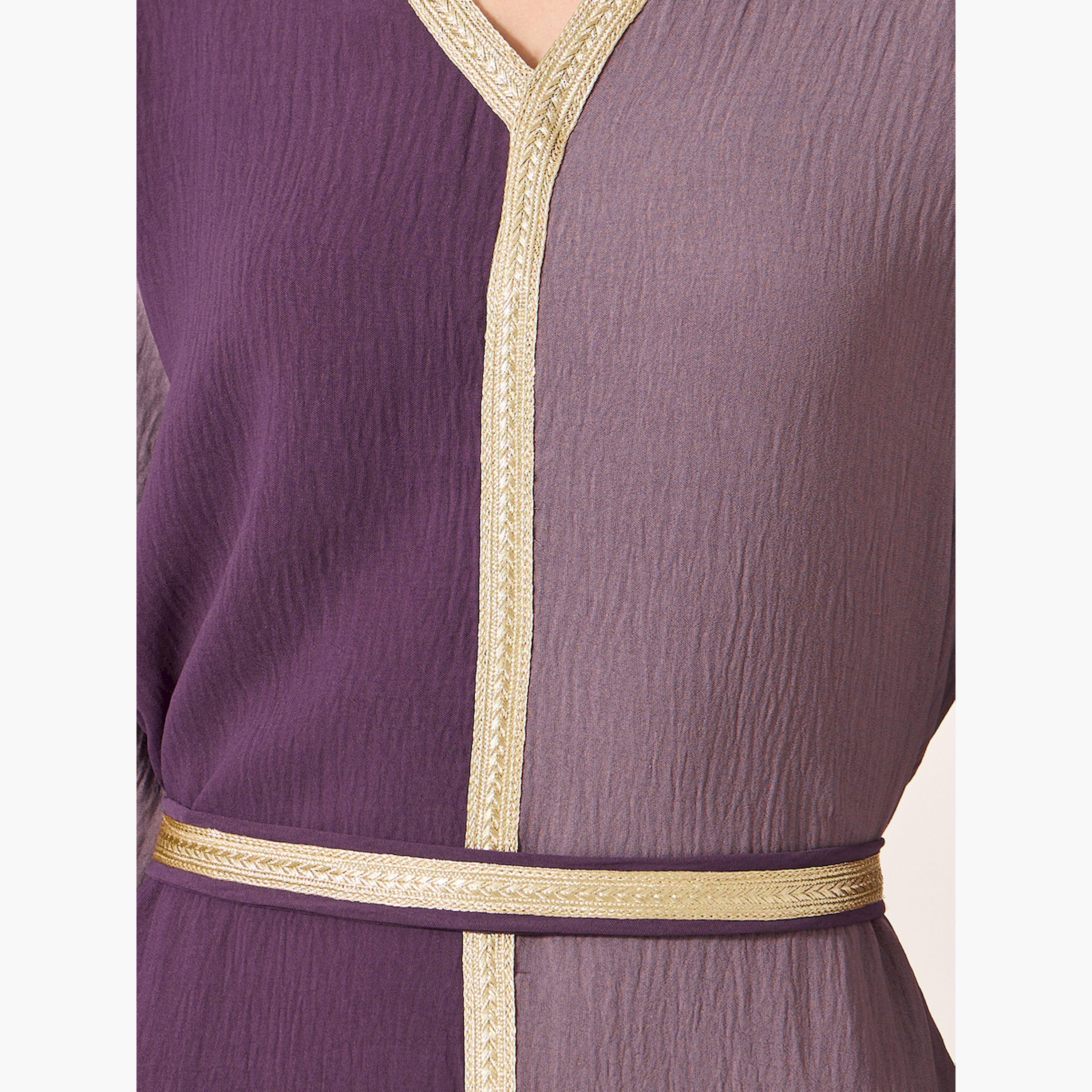 أميرة x ستايلي جلابية بنمط كتل الالوان وتفاصيل دانتيل-women-arabicclothing-jalabiyas-image-4