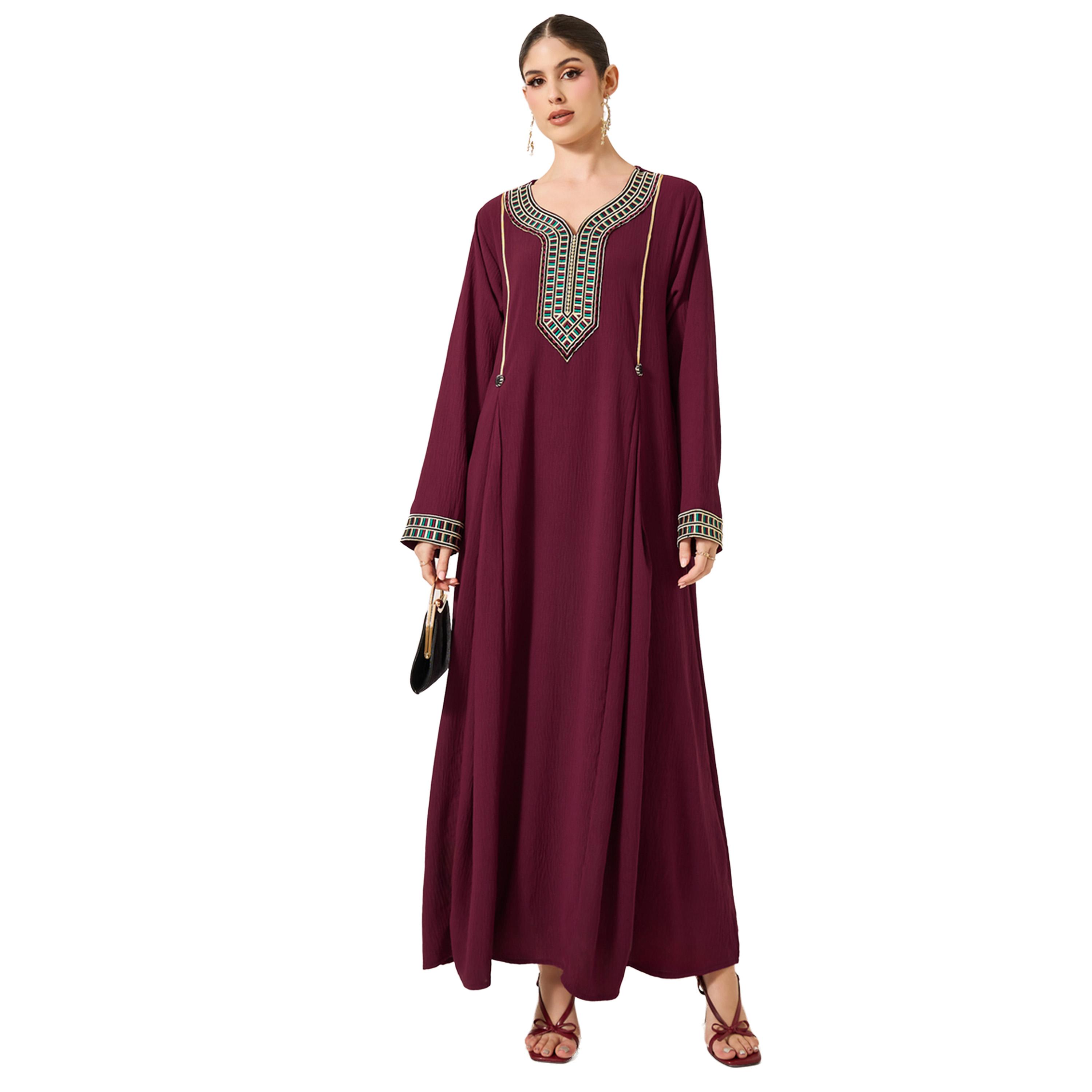 Styli Embroidered Patch Work Pleated A-Line Jalabyia-women-arabicclothing-jalabiyas-image-1