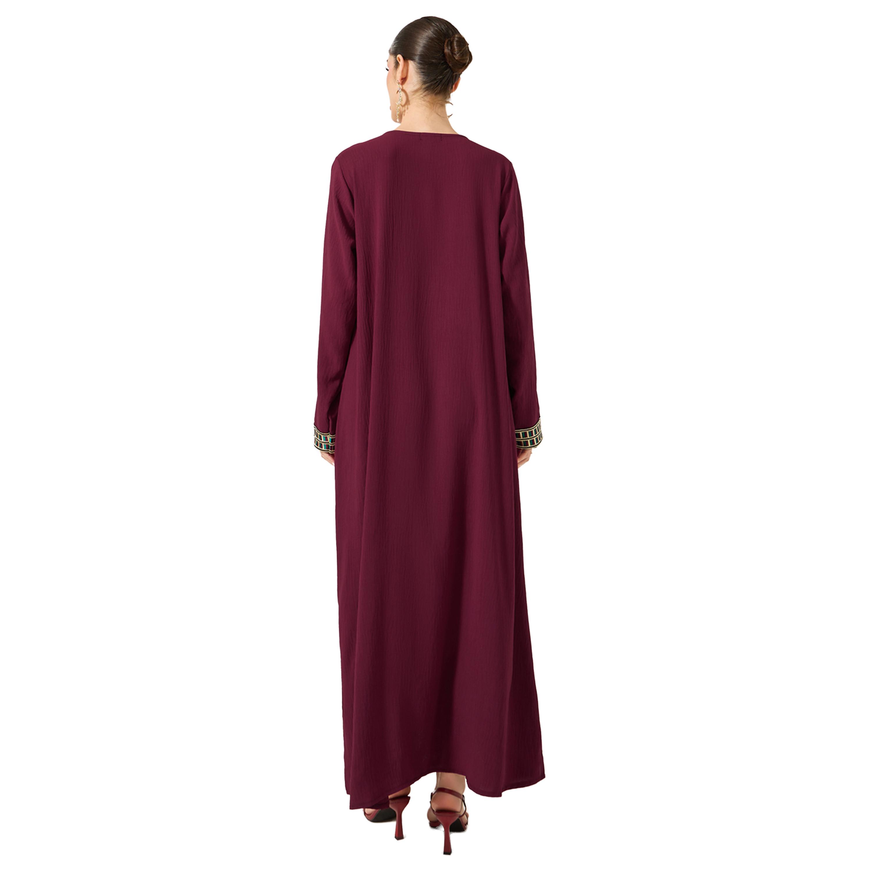 Styli Embroidered Patch Work Pleated A-Line Jalabyia-women-arabicclothing-jalabiyas-image-5