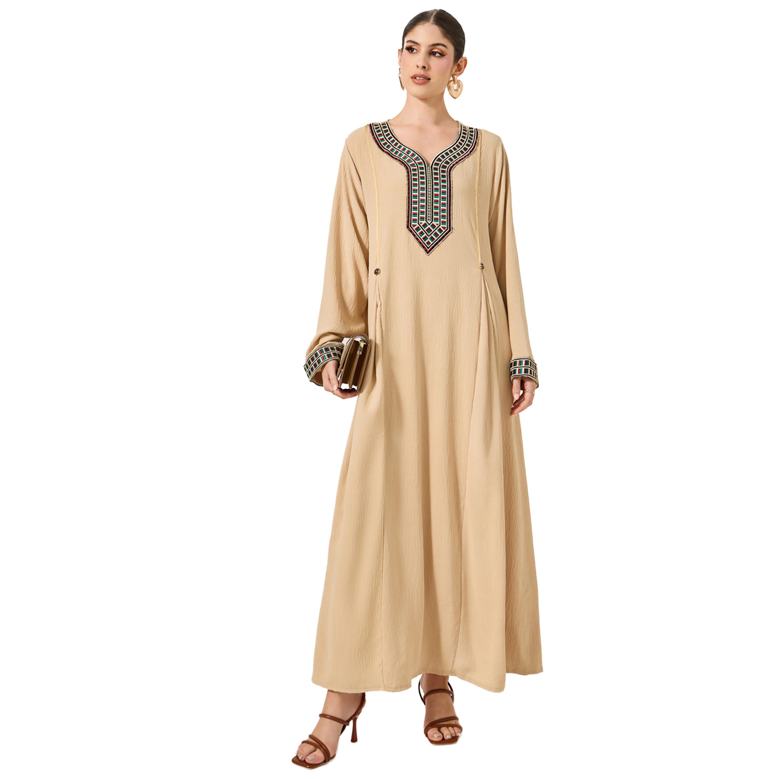 Styli Embroidered Patch Work Pleated A-Line Jalabyia-women-arabicclothing-jalabiyas-image-1