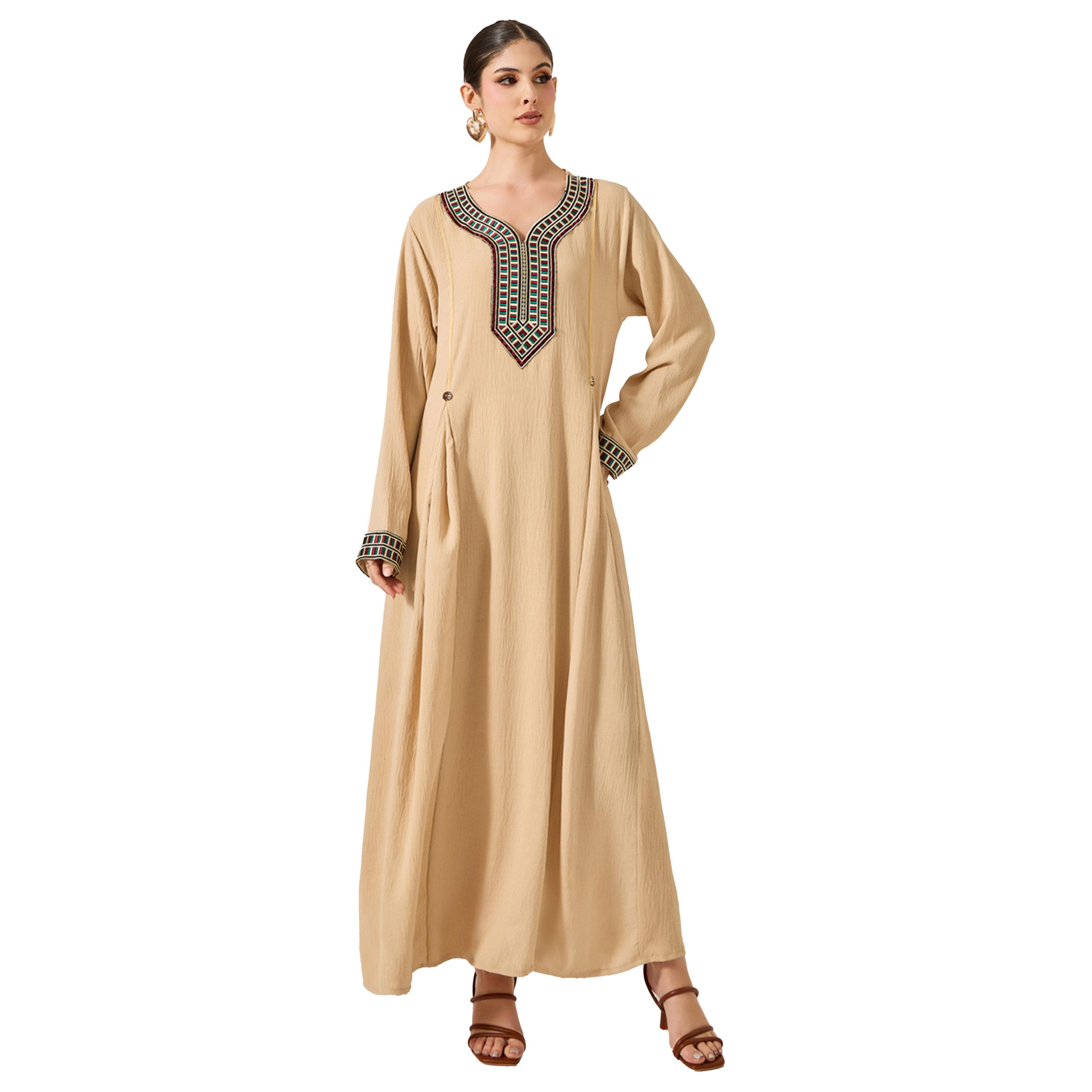 Styli Embroidered Patch Work Pleated A-Line Jalabyia-women-arabicclothing-jalabiyas-image-2