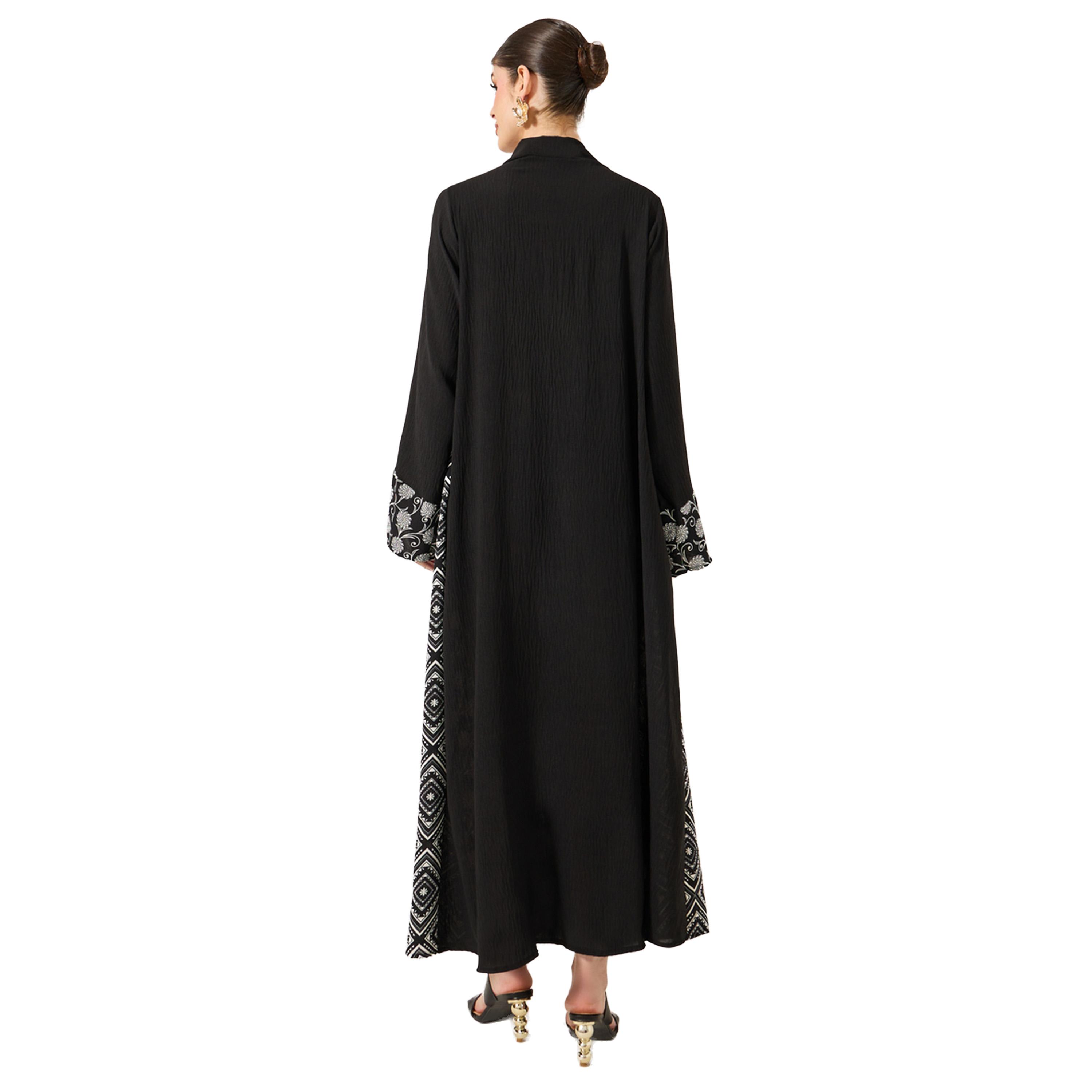 Styli Printed Panel V-Neck A-Line Jalabiya-women-arabicclothing-jalabiyas-image-5