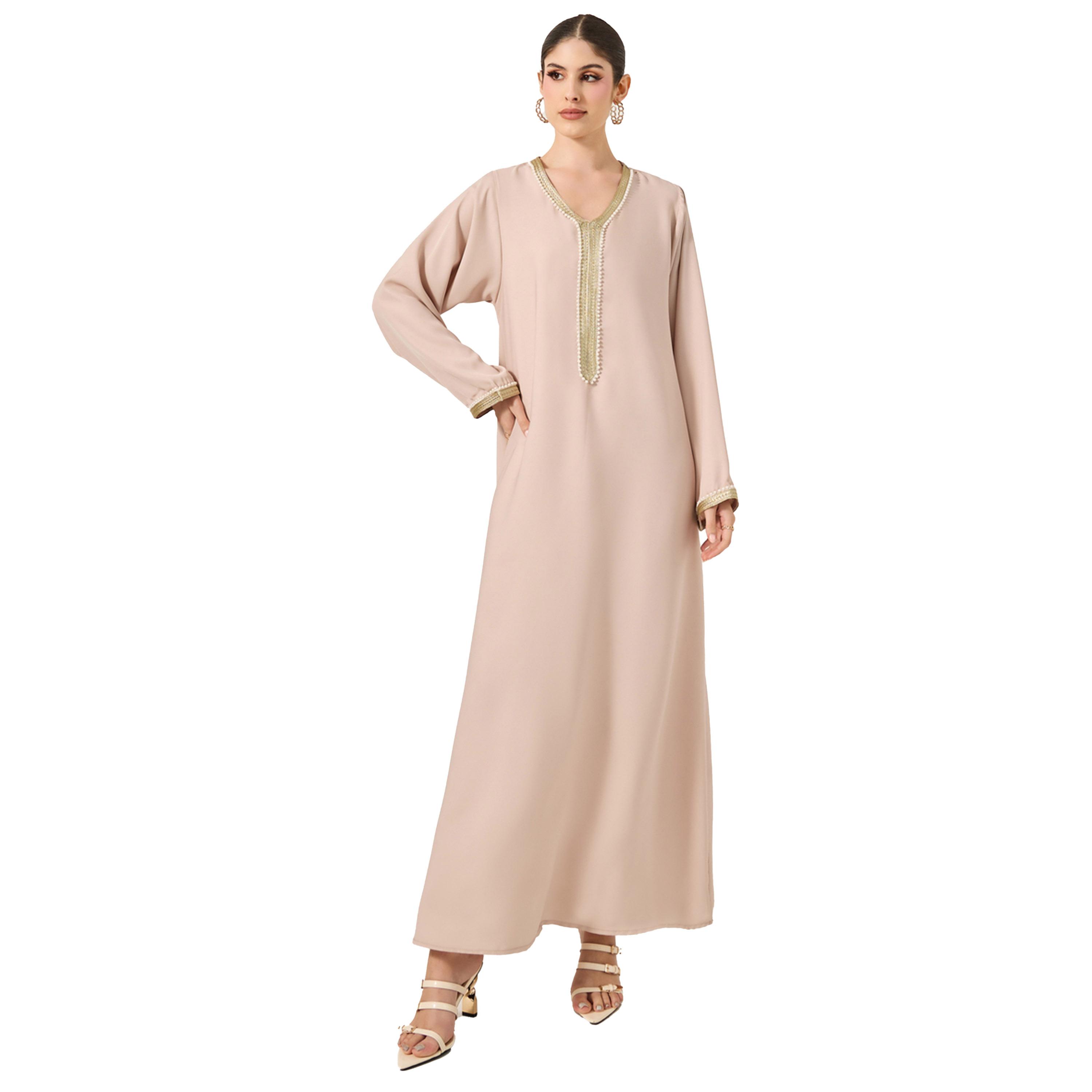 أميرة x ستايلي جلابية ساتان بتفاصيل دانتيل ورباط خصر-women-arabicclothing-jalabiyas-image-2