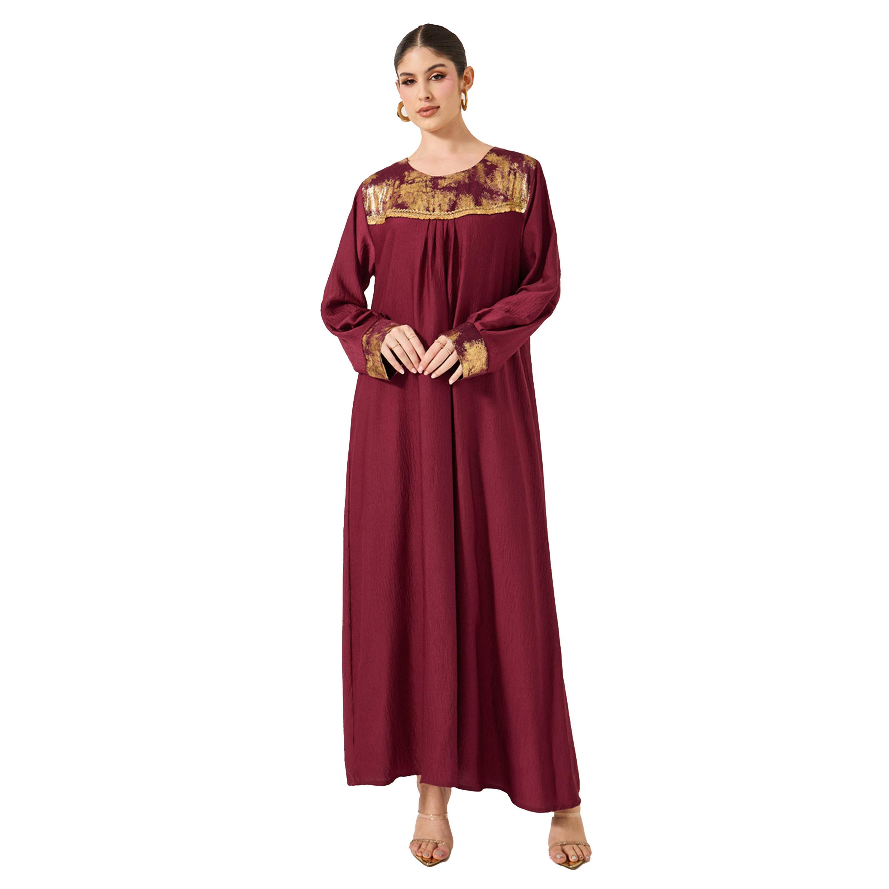 أميرة x ستايلي جلابية بحافة واسعة ياقة دائرية-women-arabicclothing-jalabiyas-image-2