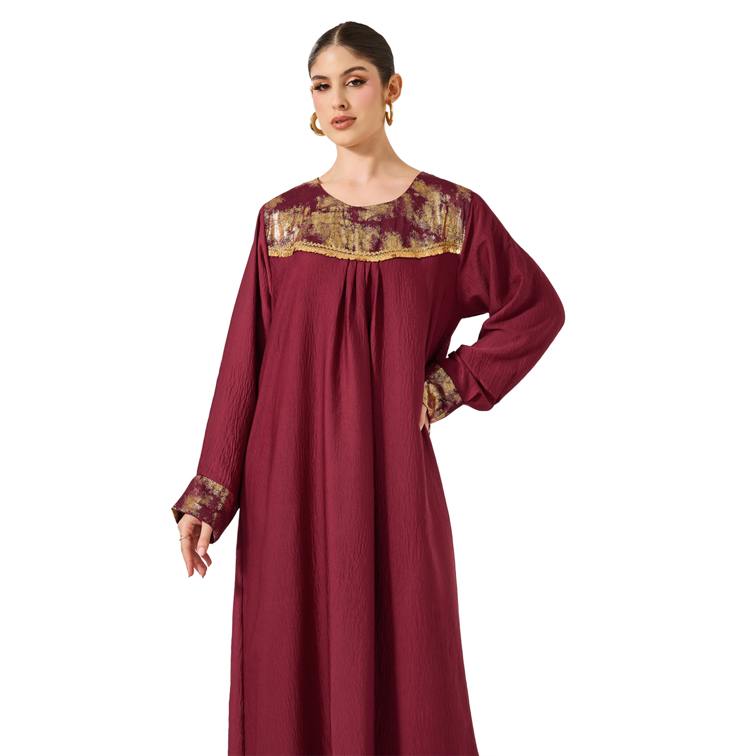 أميرة x ستايلي جلابية بحافة واسعة ياقة دائرية-women-arabicclothing-jalabiyas-image-3