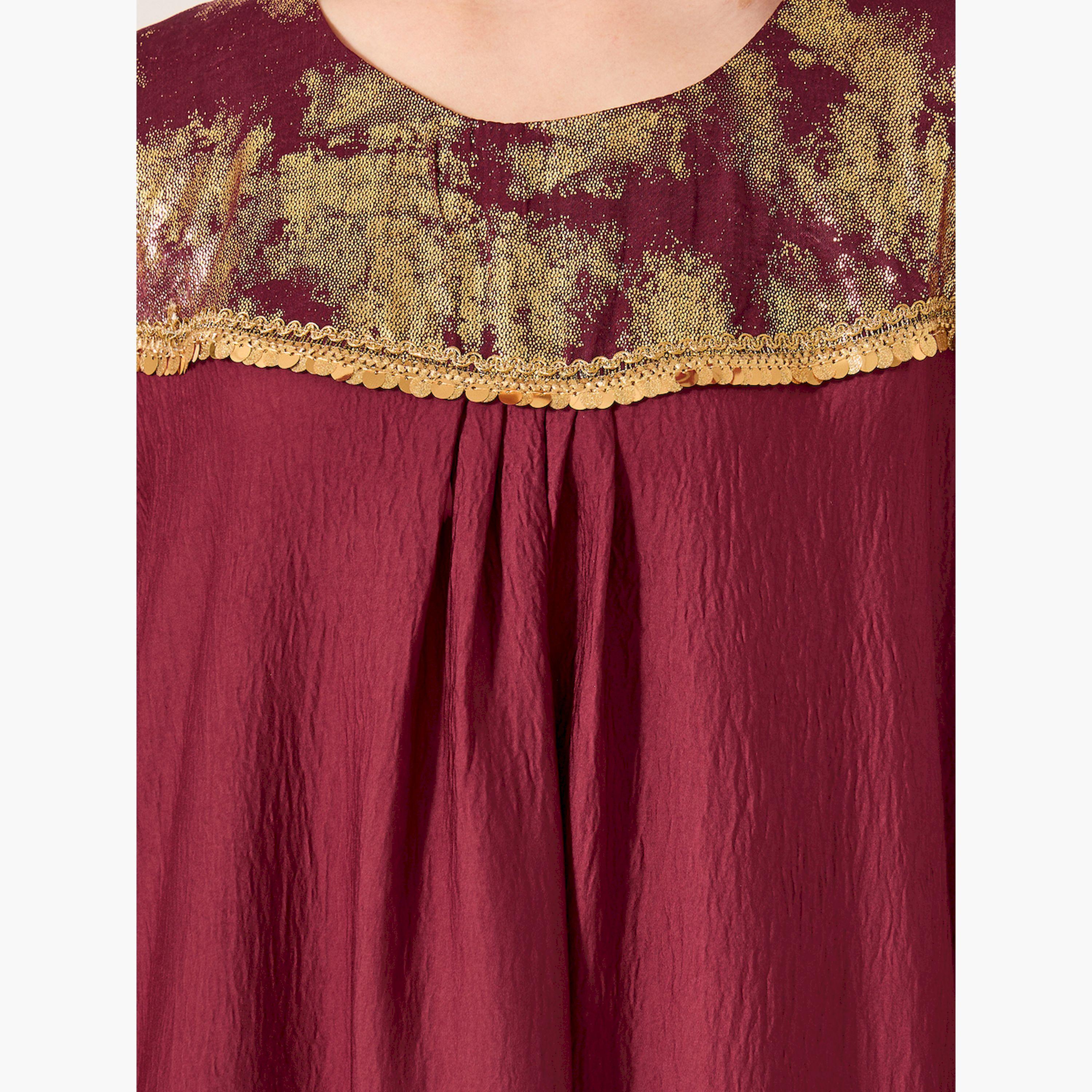 أميرة x ستايلي جلابية بحافة واسعة ياقة دائرية-women-arabicclothing-jalabiyas-image-4