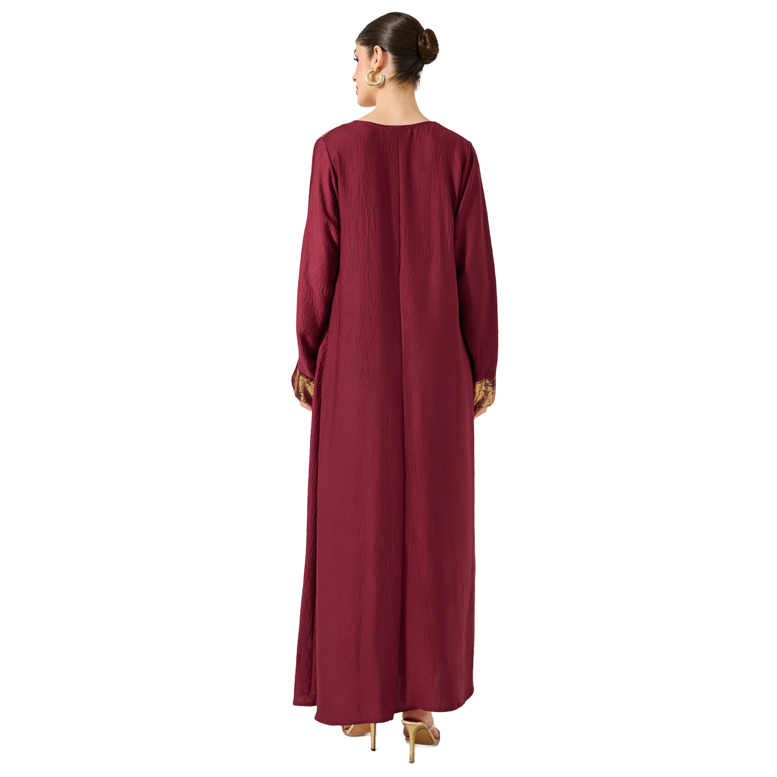 أميرة x ستايلي جلابية بحافة واسعة ياقة دائرية-women-arabicclothing-jalabiyas-image-5