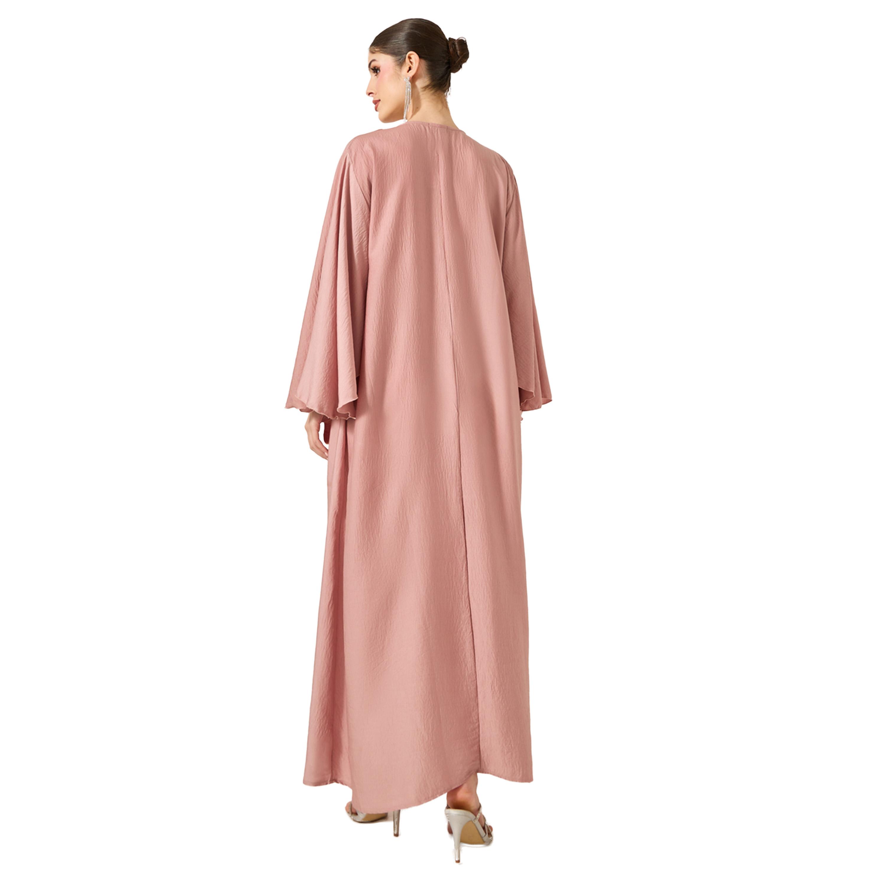 Styli Satin Angel Sleeve Embellished V-Neck Jalabyia-women-arabicclothing-jalabiyas-image-5