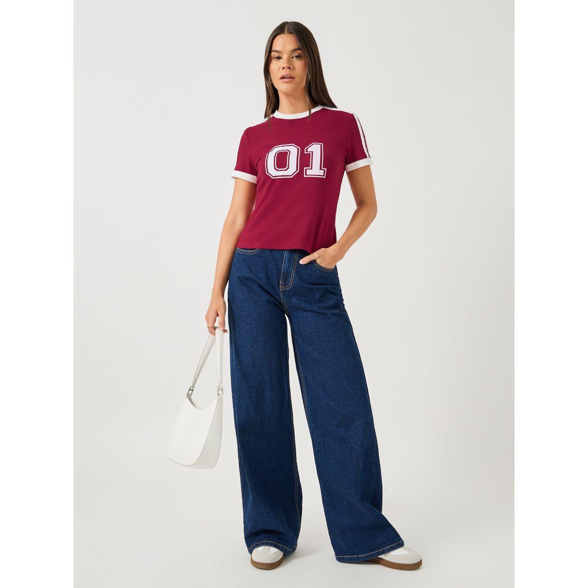 Styli Varsity Print Short Sleeve Cropped Fitted T-Shirt-women-clothing-tshirts-image-2