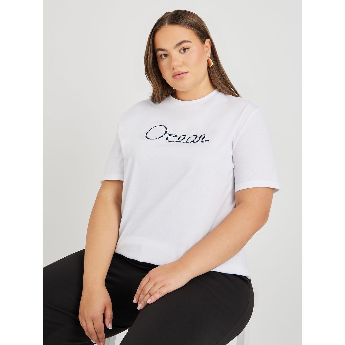 Styli Plus Size Embroidered Slogan Round Neck T-Shirt-women-clothing-tshirts-image-1