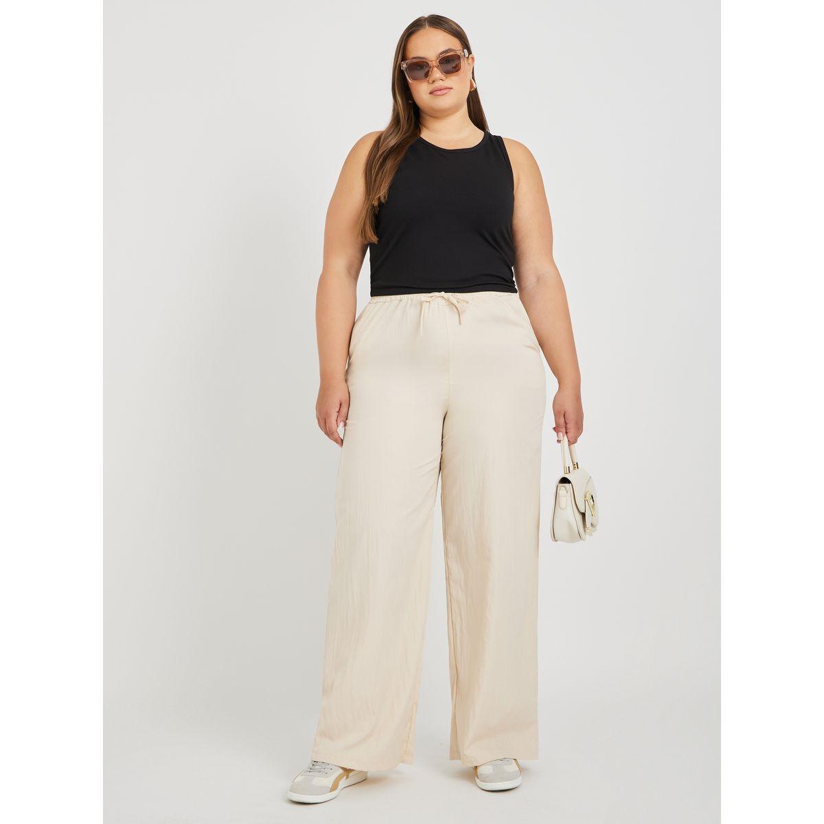 Styli Plus Size Wide Leg Trousers with Drawstring-women-clothing-bottoms-trousers-image-1
