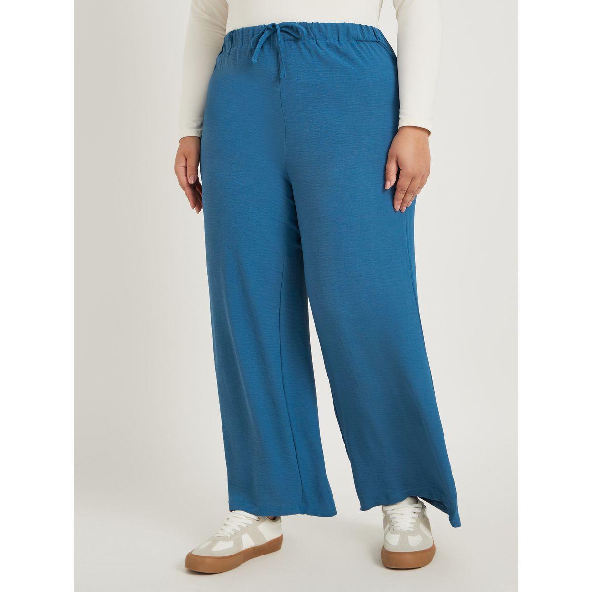 بنطال بأرجل واسعة ومقاس كبير مع أربطة-women-clothing-bottoms-trousers-image-2
