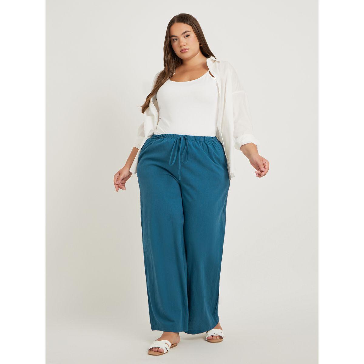 Styli Plus Size Wide Leg Trousers with Drawstring-women-clothing-bottoms-trousers-image-1