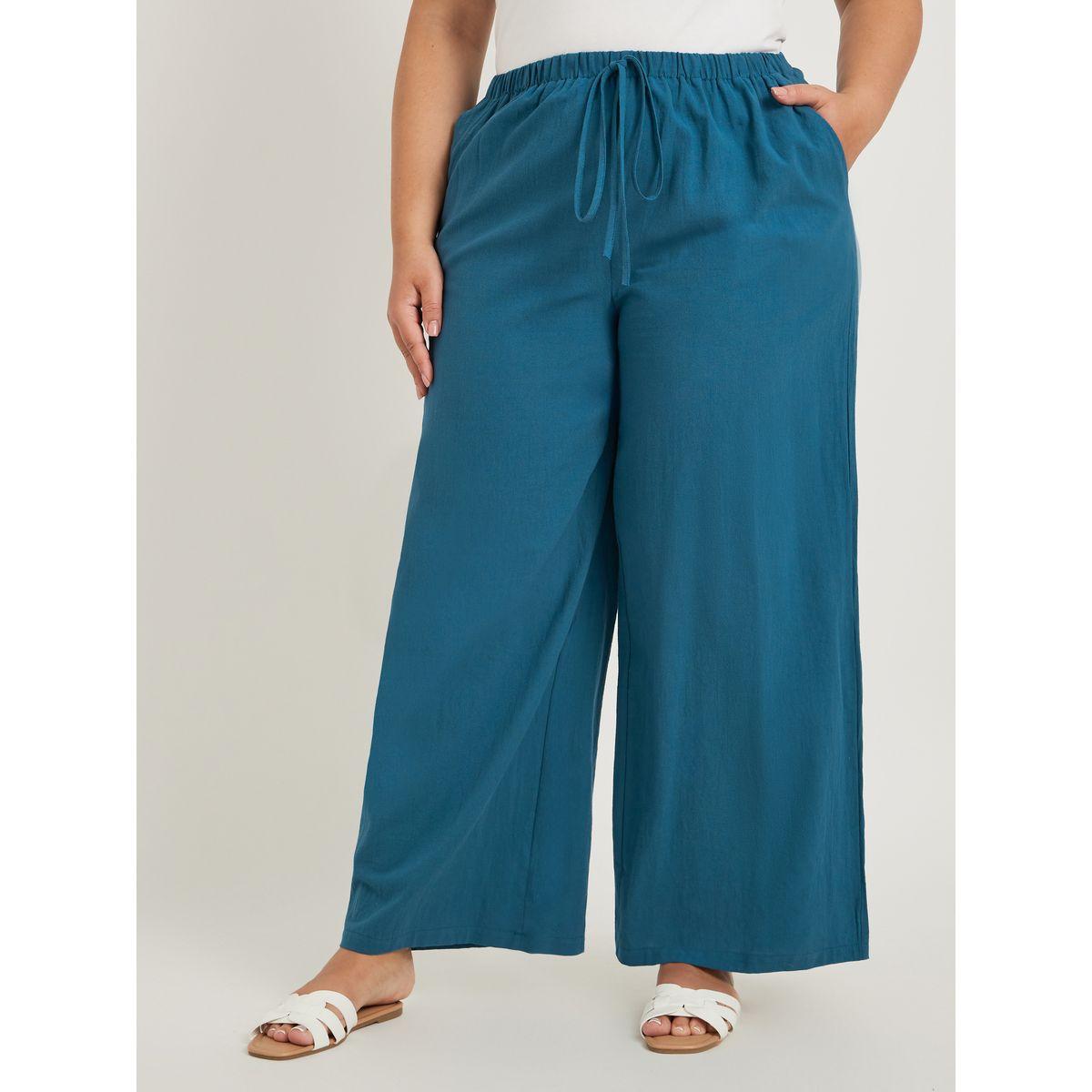 بنطال بمقاس كبير وأرجل واسعة مع أربطة-women-clothing-bottoms-trousers-image-3
