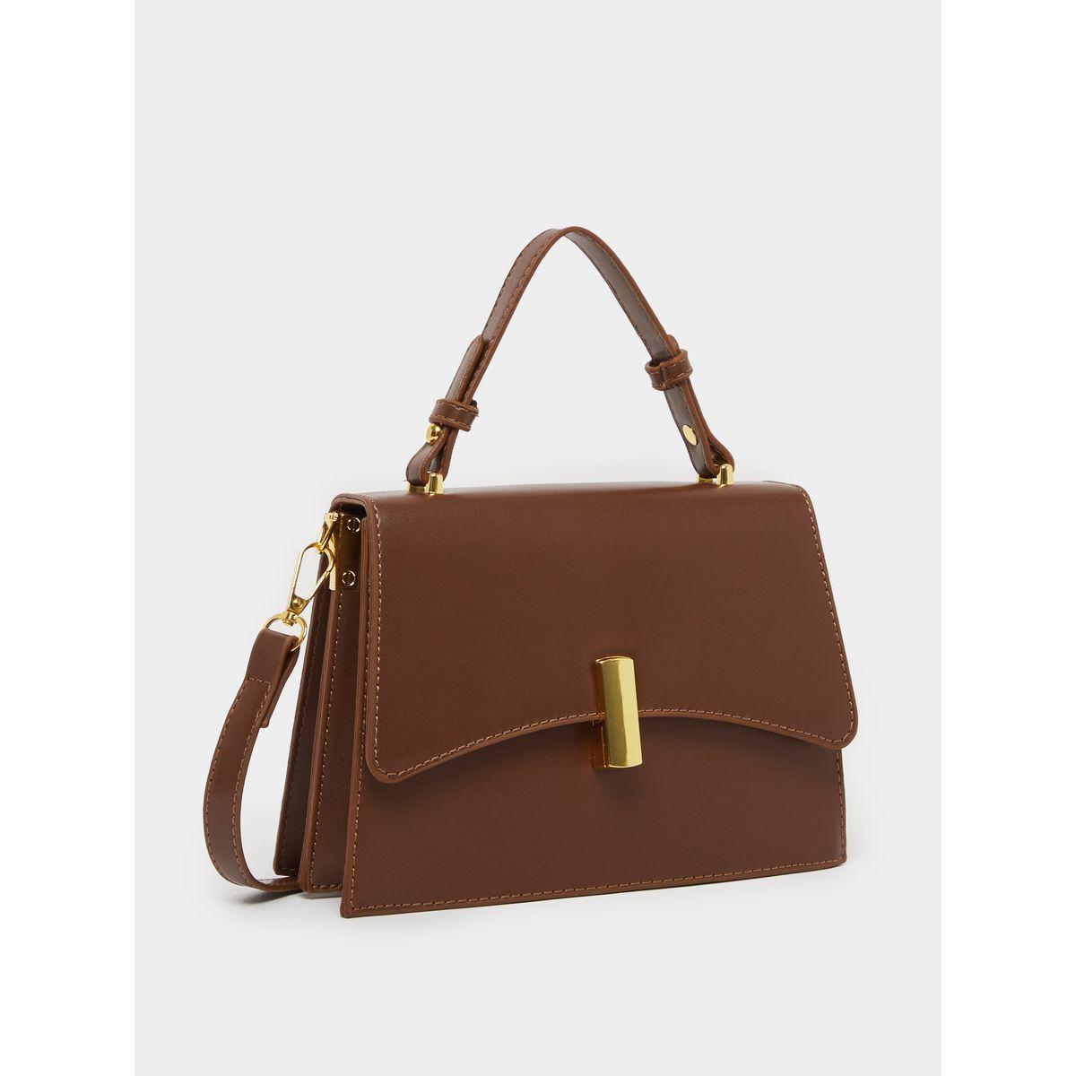 Styli Solid Handbag with Top Handle and Adjustable Strap-women-bagsandwallets-handbags-image-1