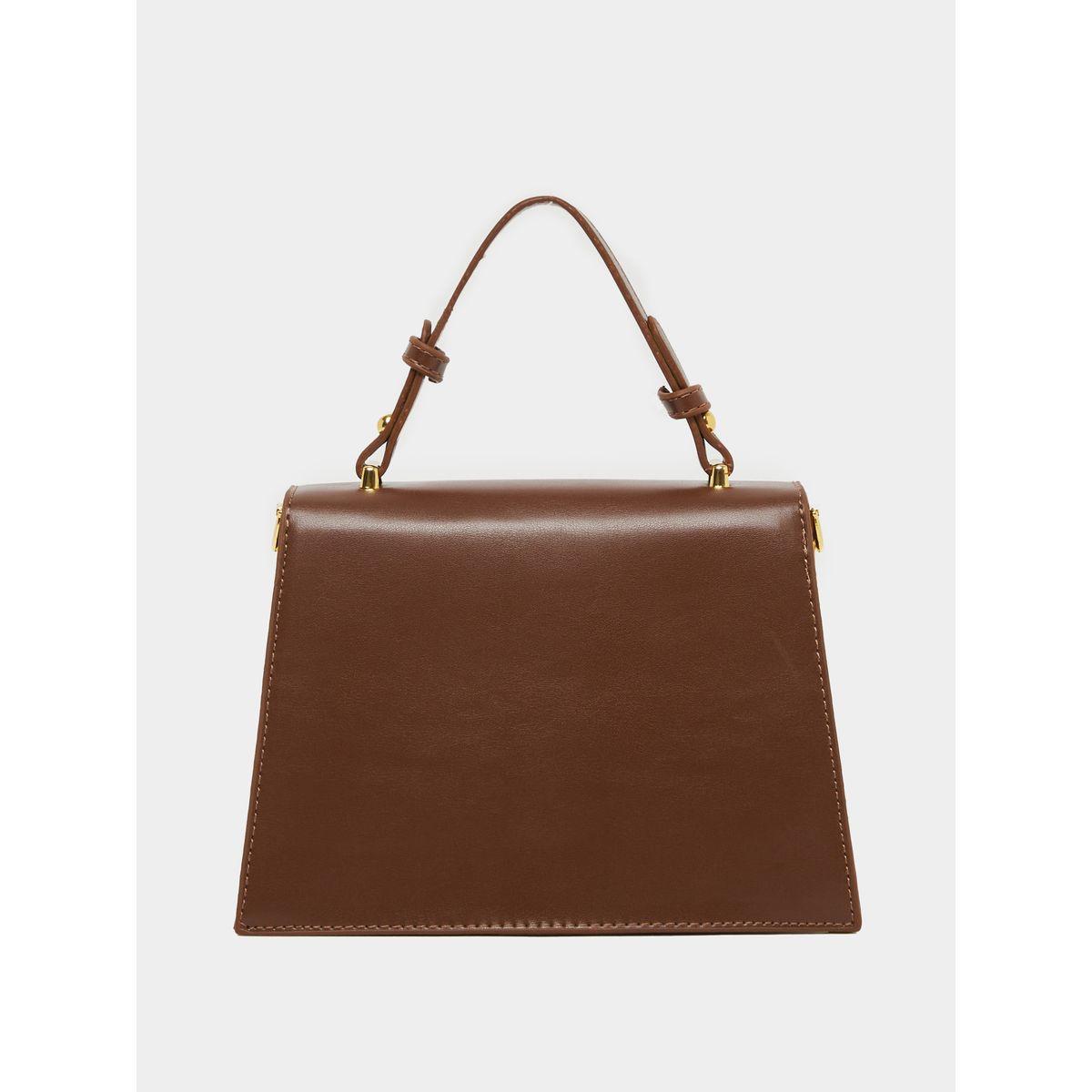 Styli Solid Handbag with Top Handle and Adjustable Strap-women-bagsandwallets-handbags-image-2