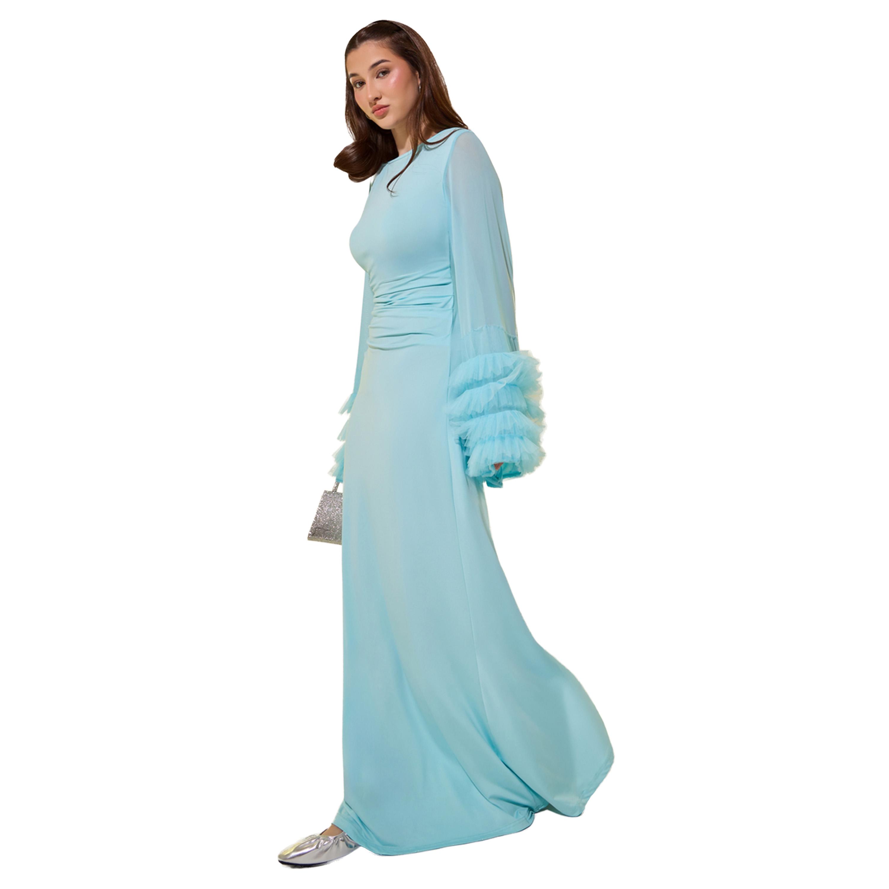 Take Two Blue Ruffled Sleeves A-Line Maxi Dress-women-clothing-dresses-image-1