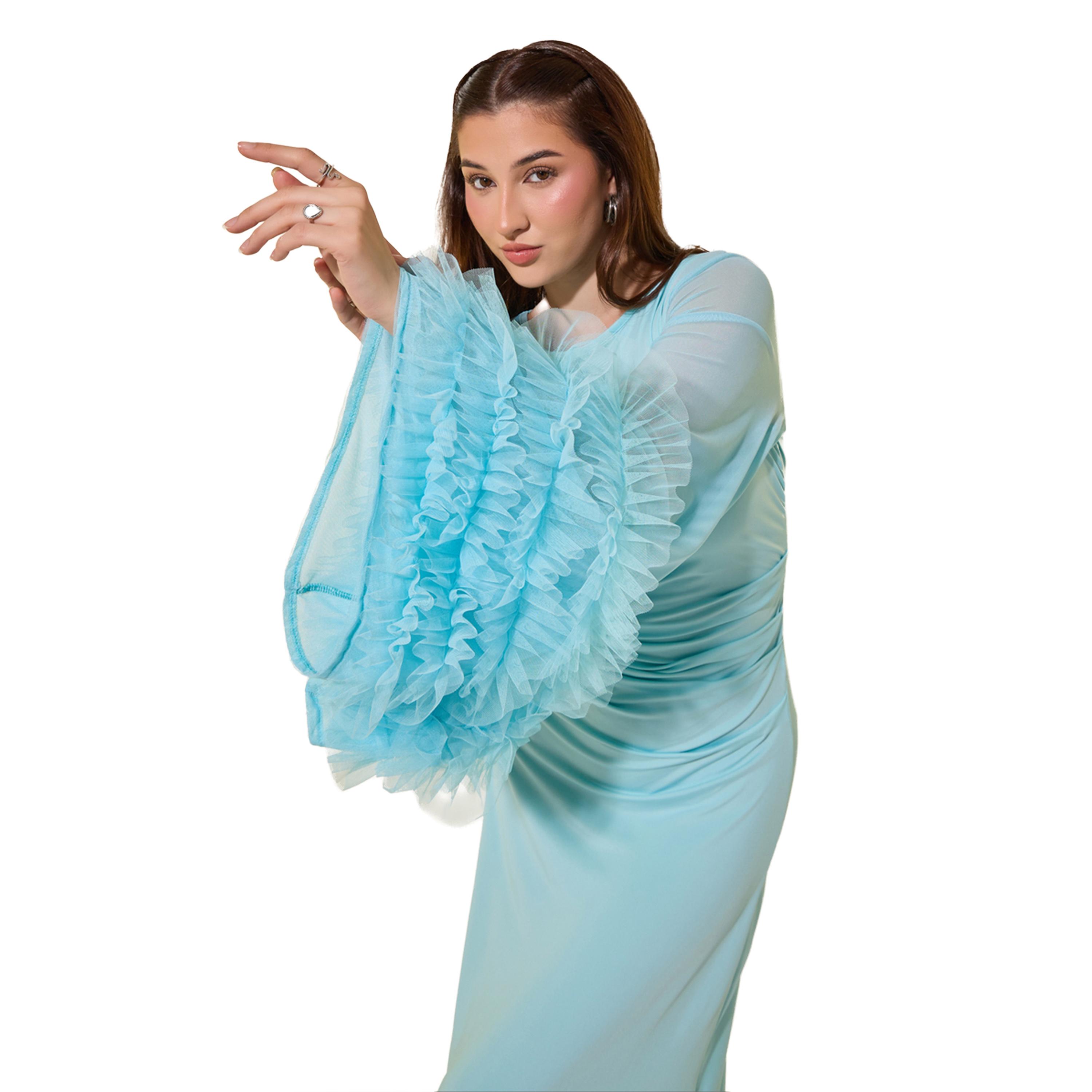 Take Two Blue Ruffled Sleeves A-Line Maxi Dress-women-clothing-dresses-image-3