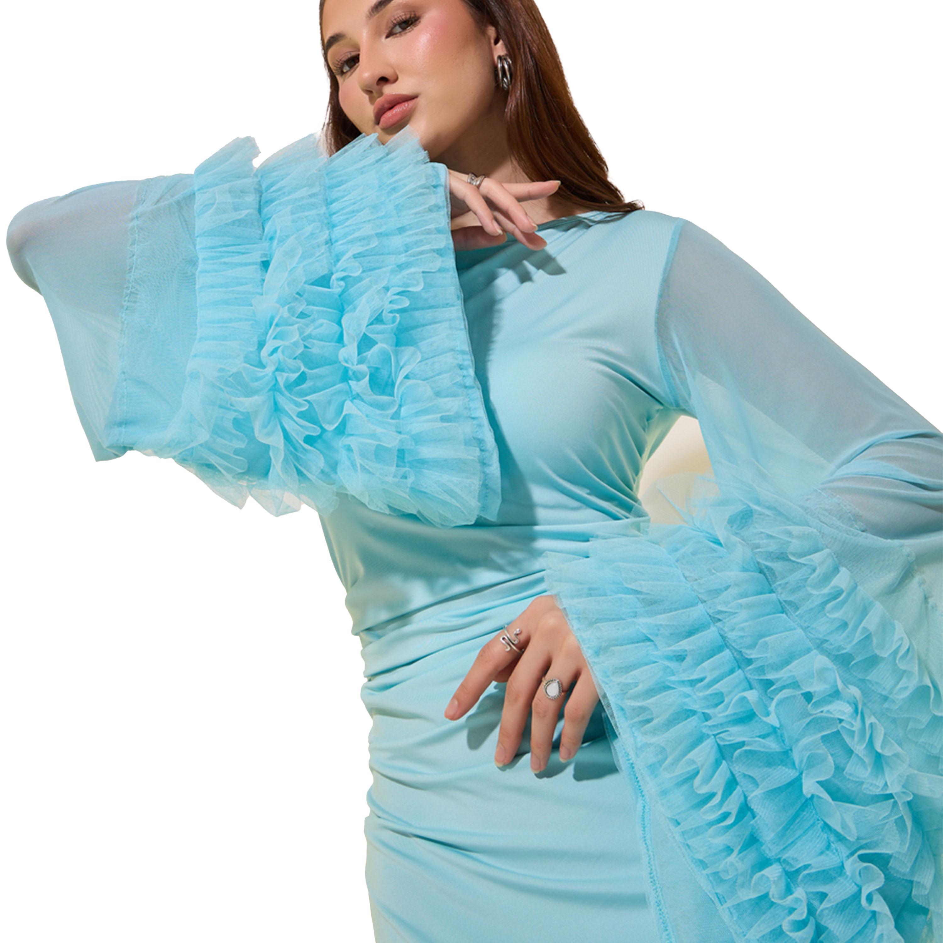 Take Two Blue Ruffled Sleeves A-Line Maxi Dress-women-clothing-dresses-image-4