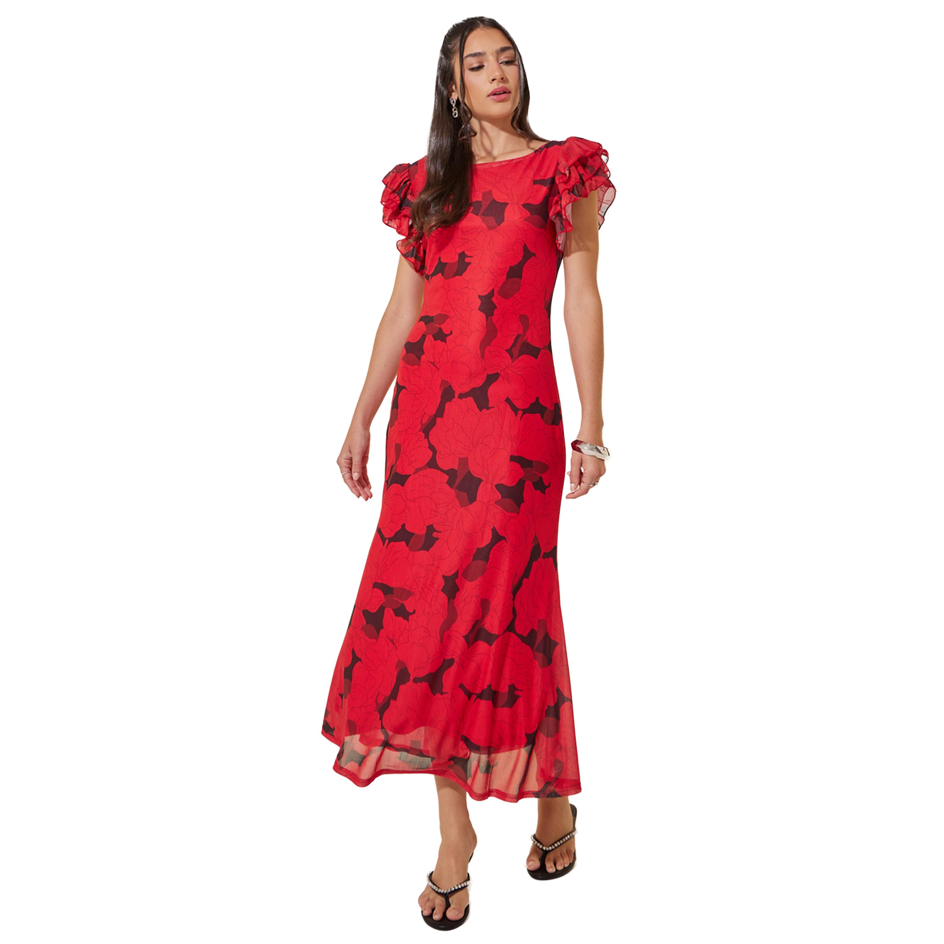 Take Two Floral Print Ruffled Sleeves A-Line Maxi Dress-women-clothing-dresses-image-1