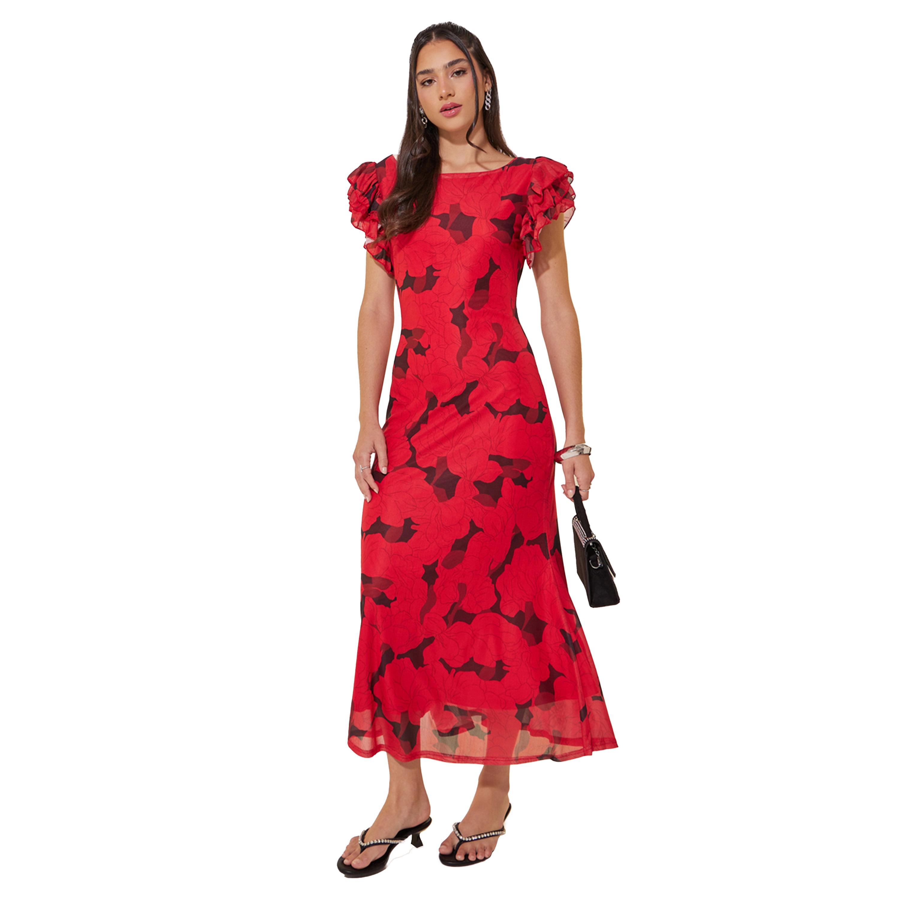 Take Two Floral Print Ruffled Sleeves A-Line Maxi Dress-women-clothing-dresses-image-2