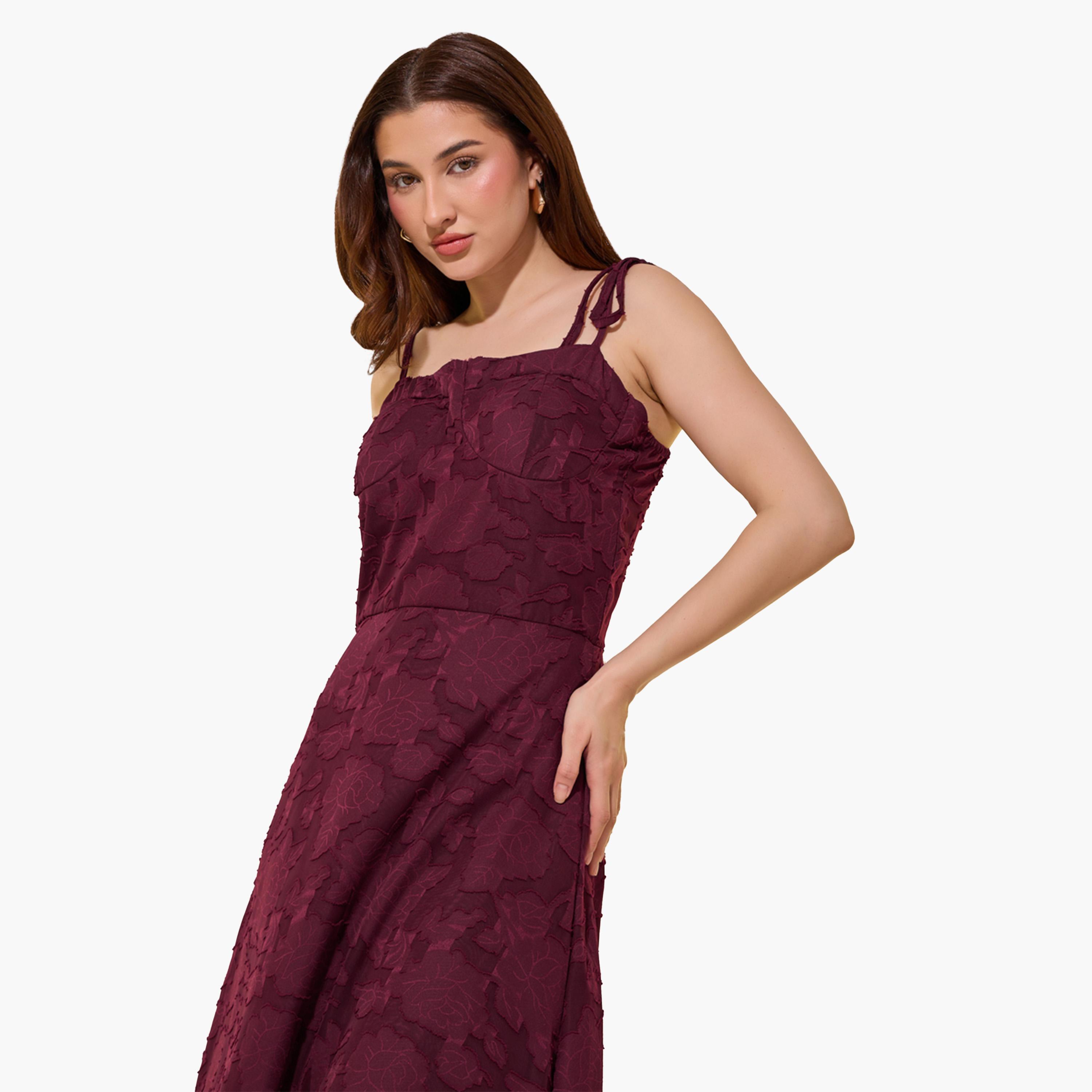 Take Two Jacquard Square Neck Strappy A-Line Midi Dress-women-clothing-dresses-image-3