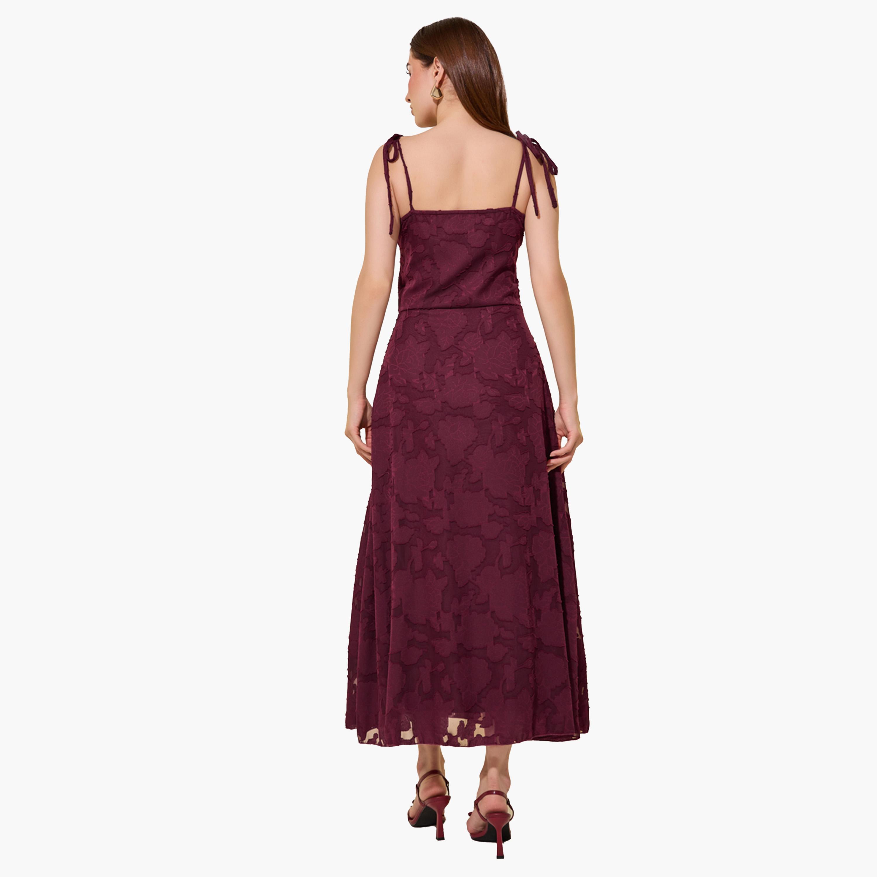 Take Two Jacquard Square Neck Strappy A-Line Midi Dress-women-clothing-dresses-image-5