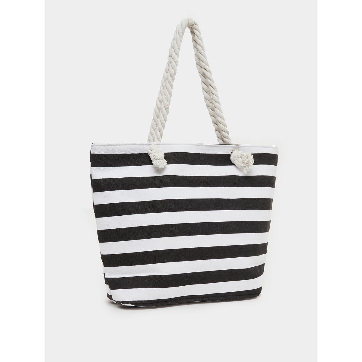 Styli Black and White Striped Rope Handle Bag-women-bagsandwallets-handbags-image-1