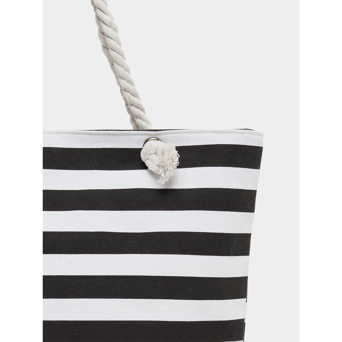 Styli Black and White Striped Rope Handle Bag-women-bagsandwallets-handbags-image-3