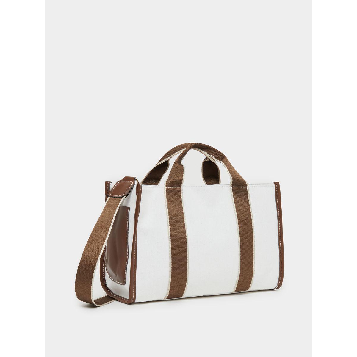 Styli Contrast Trim Double Top Handbag with Removable Shoulder Strap-women-bagsandwallets-handbags-image-1