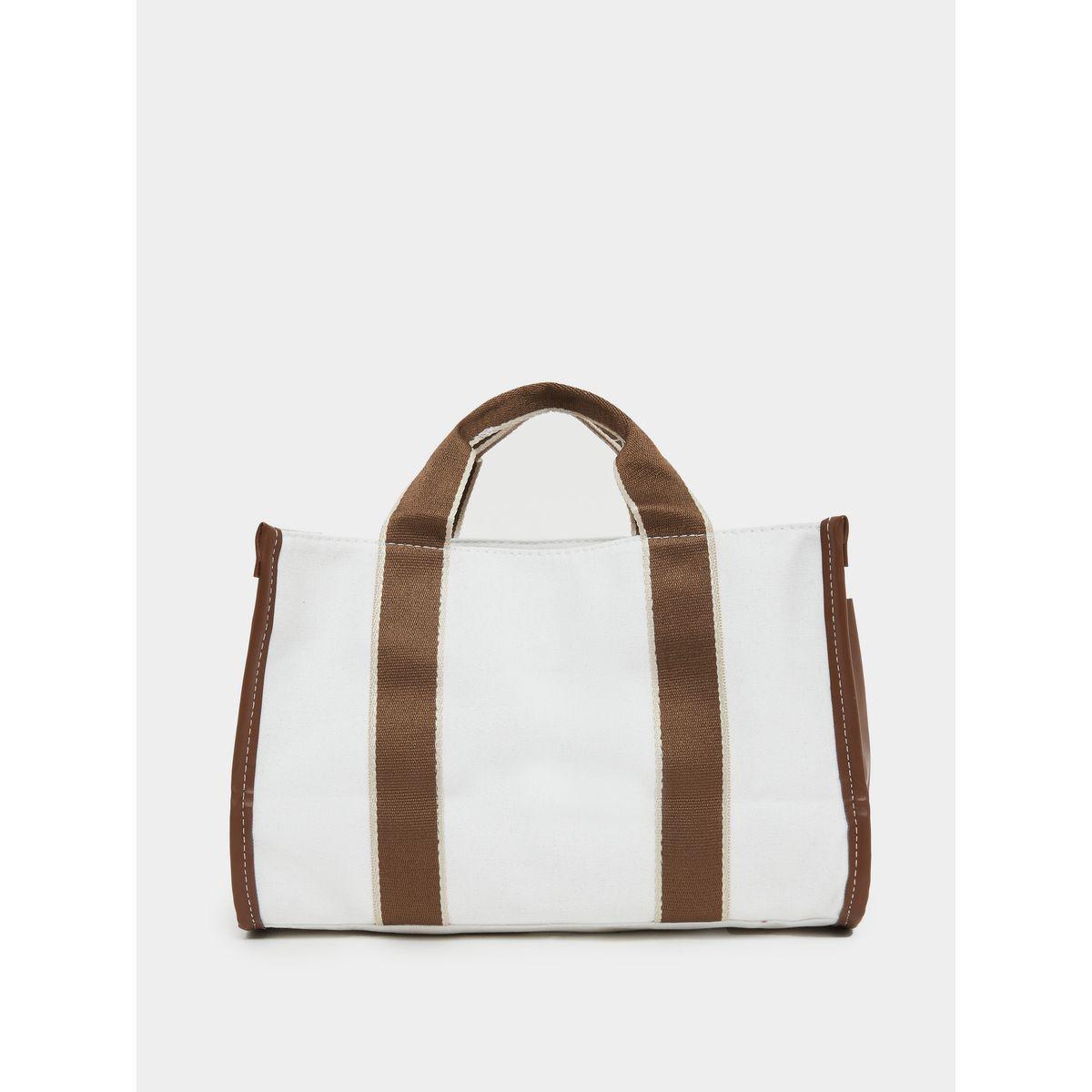 Styli Contrast Trim Double Top Handbag with Removable Shoulder Strap-women-bagsandwallets-handbags-image-2