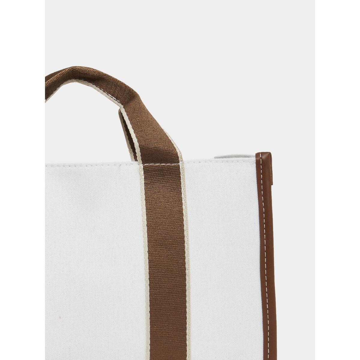 Styli Contrast Trim Double Top Handbag with Removable Shoulder Strap-women-bagsandwallets-handbags-image-3