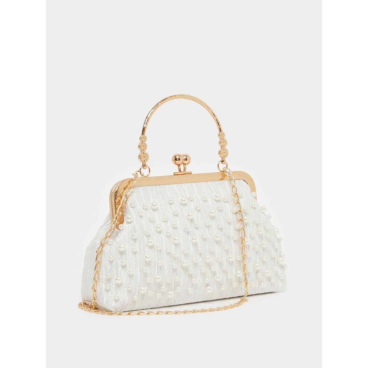 Styli White Pearl Embellished Clutch-women-bagsandwallets-handbags-image-1