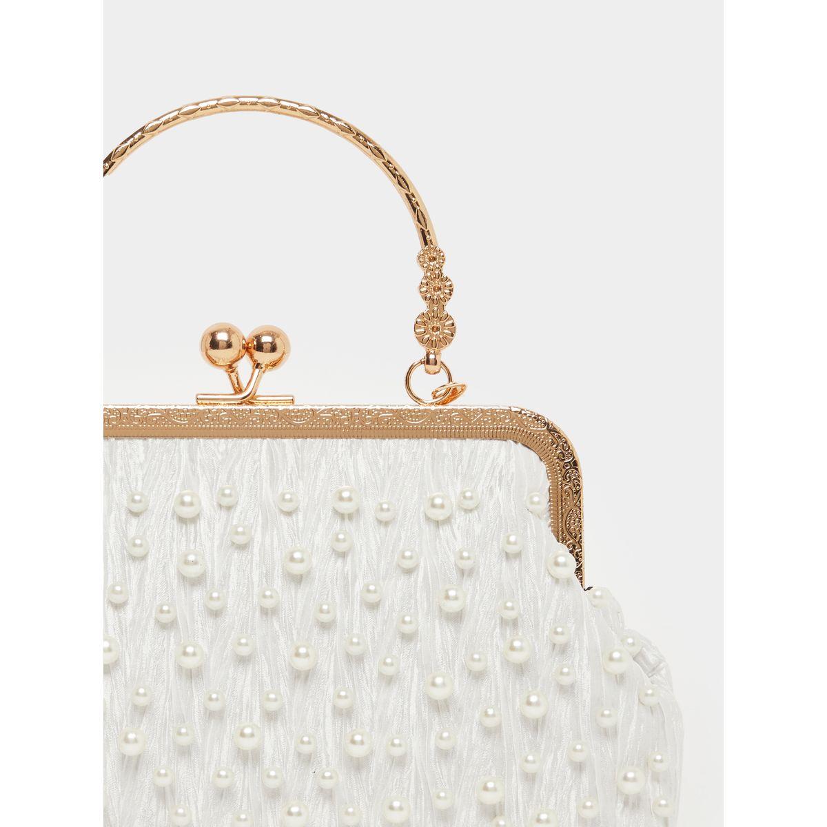 Styli White Pearl Embellished Clutch-women-bagsandwallets-handbags-image-3