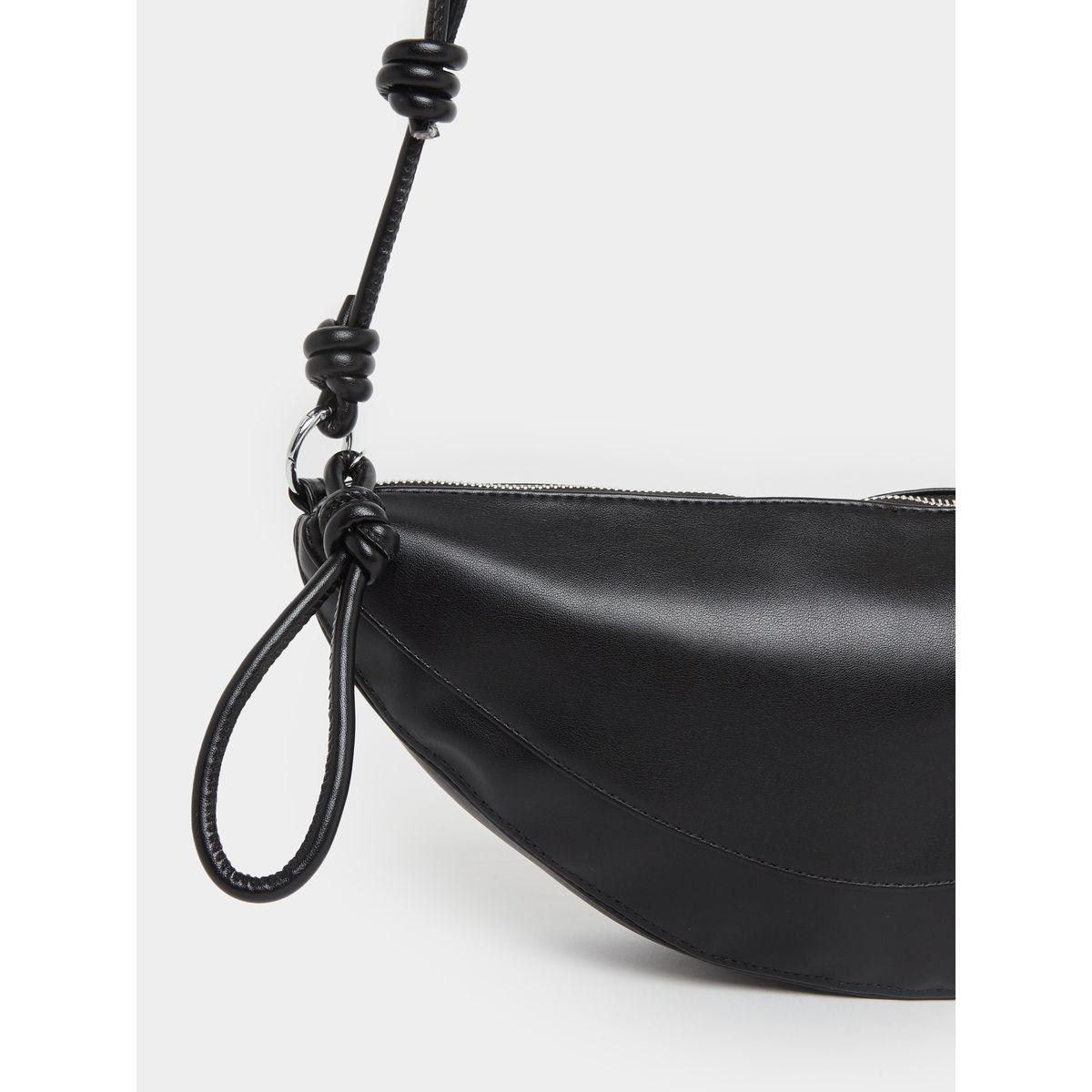 Styli Plain Half Moon Shoulder Bag with Knot Detail Loop-women-bagsandwallets-handbags-image-3