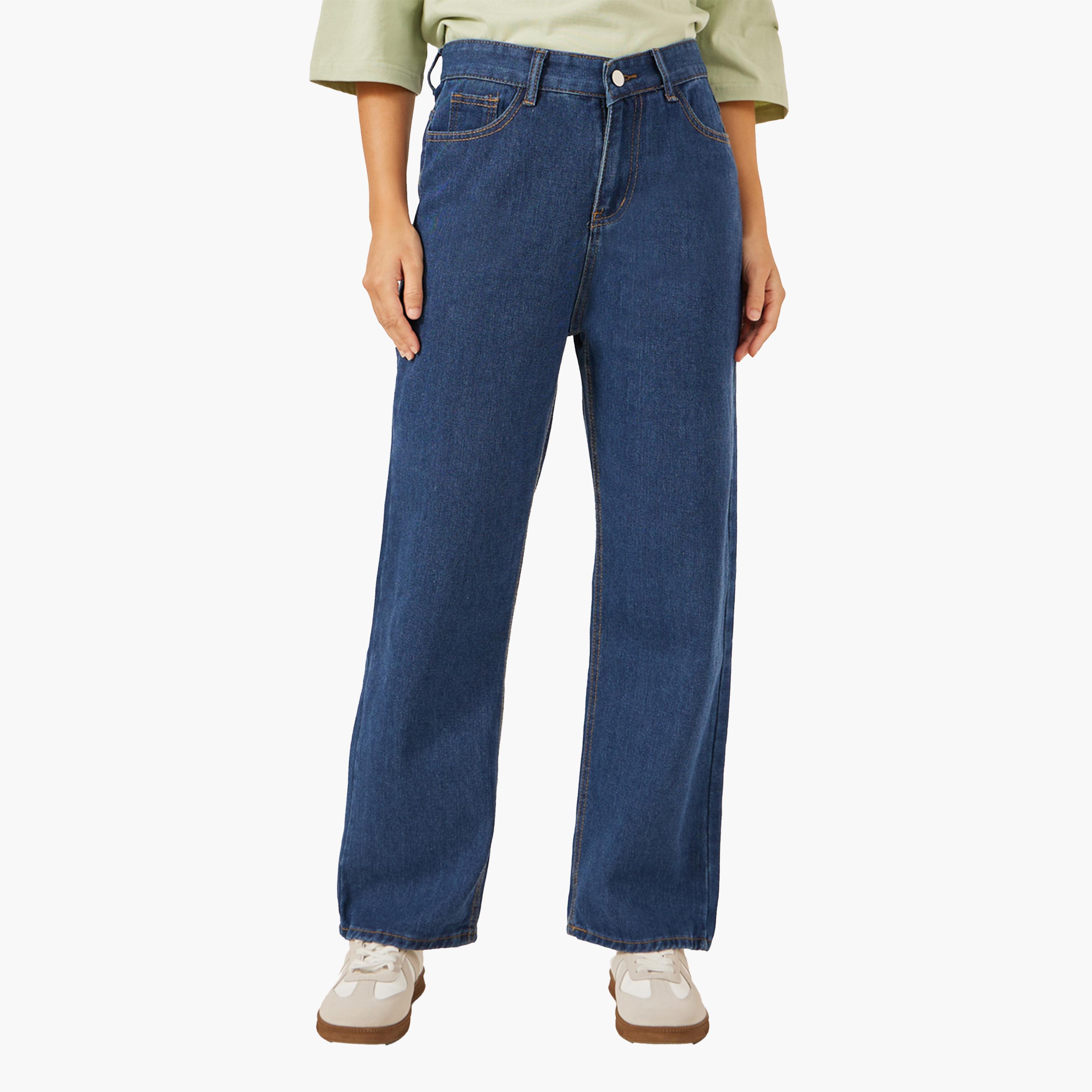 Styli Mid Rise Five-Pocket Straight Fit Jeans-women-clothing-bottoms-jeans-image-1