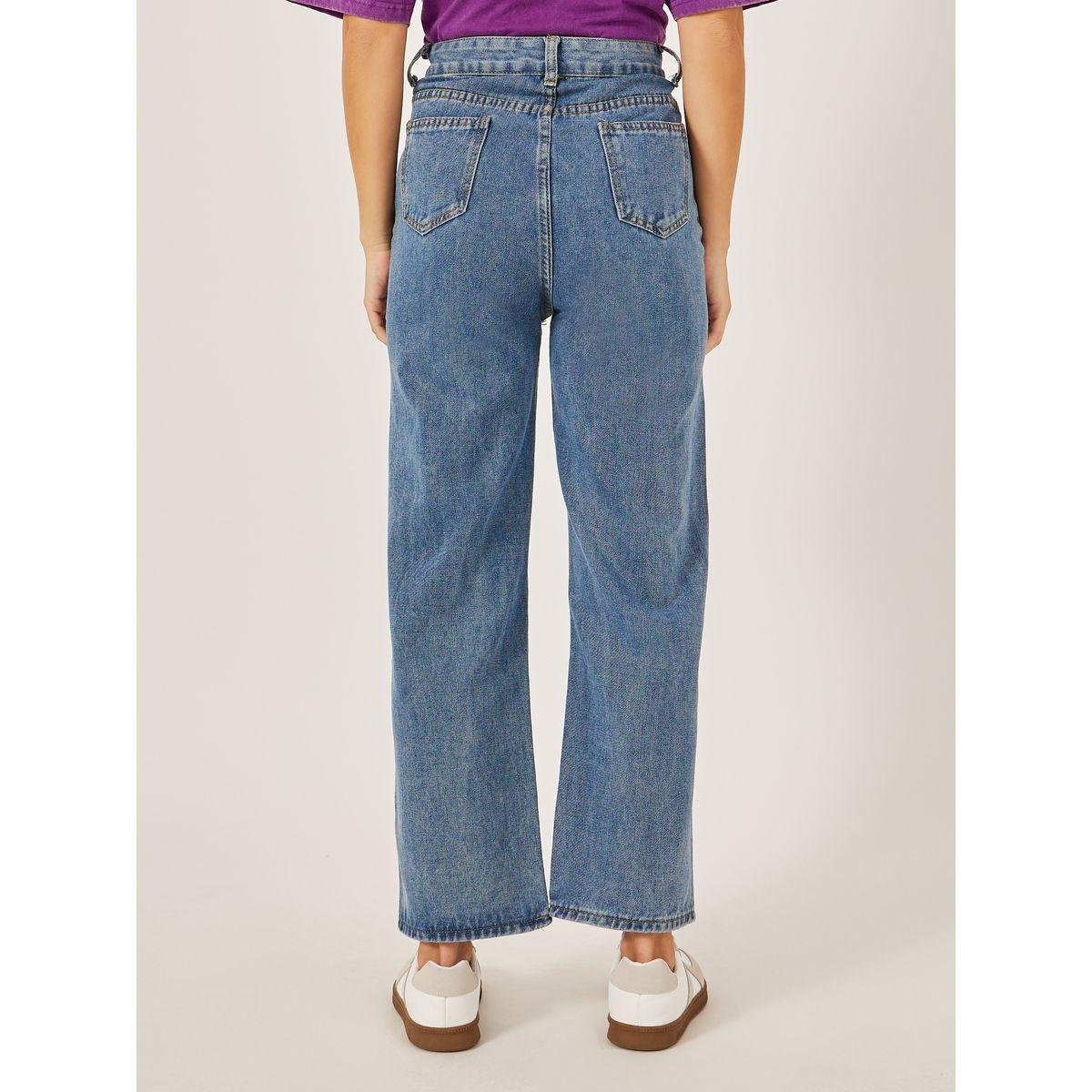 جينز بأرجل واسعة وخصر غير متماثل الطول-women-clothing-bottoms-jeans-image-4