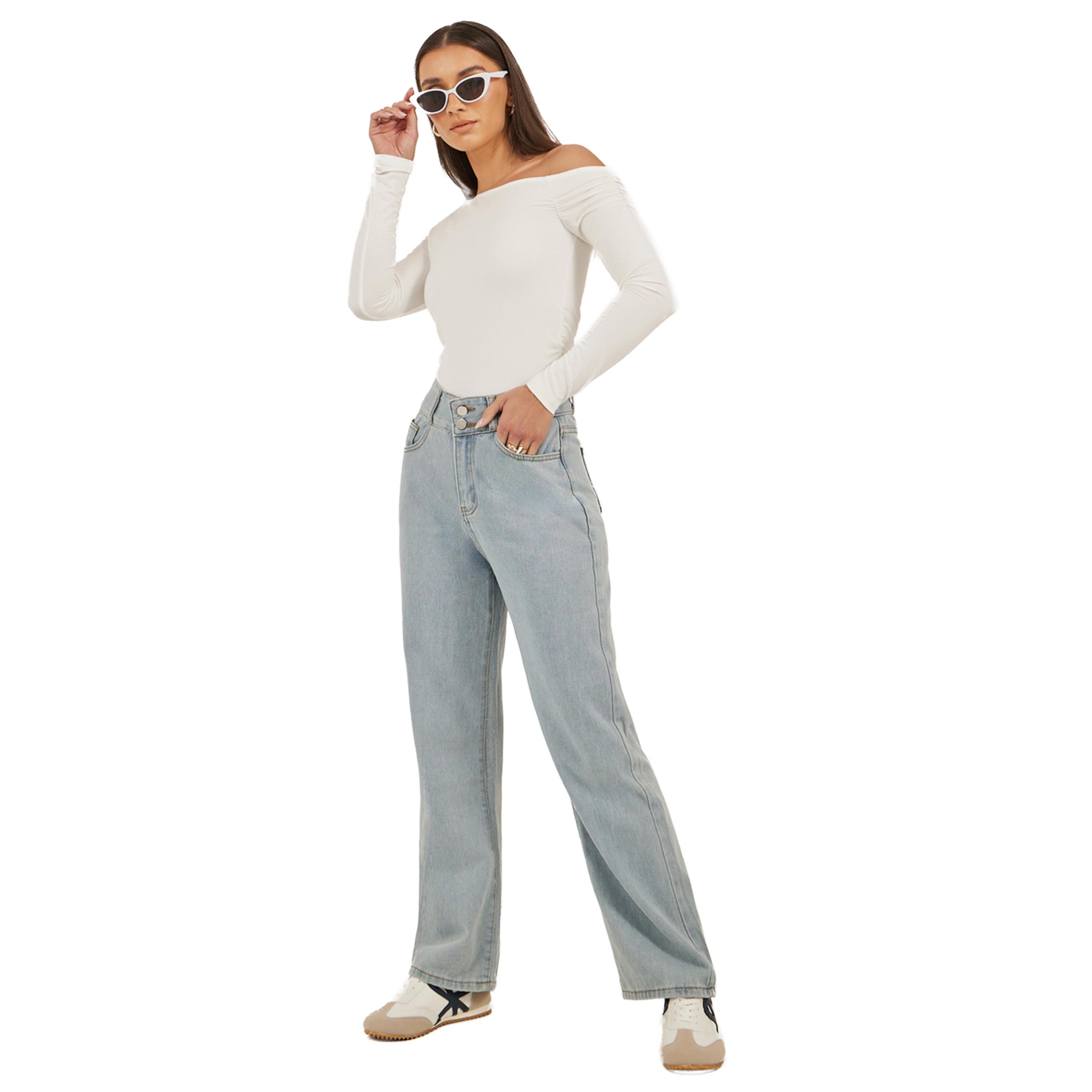 Styli Mid Rise Plain Wide Leg Jeans-women-clothing-bottoms-jeans-image-1
