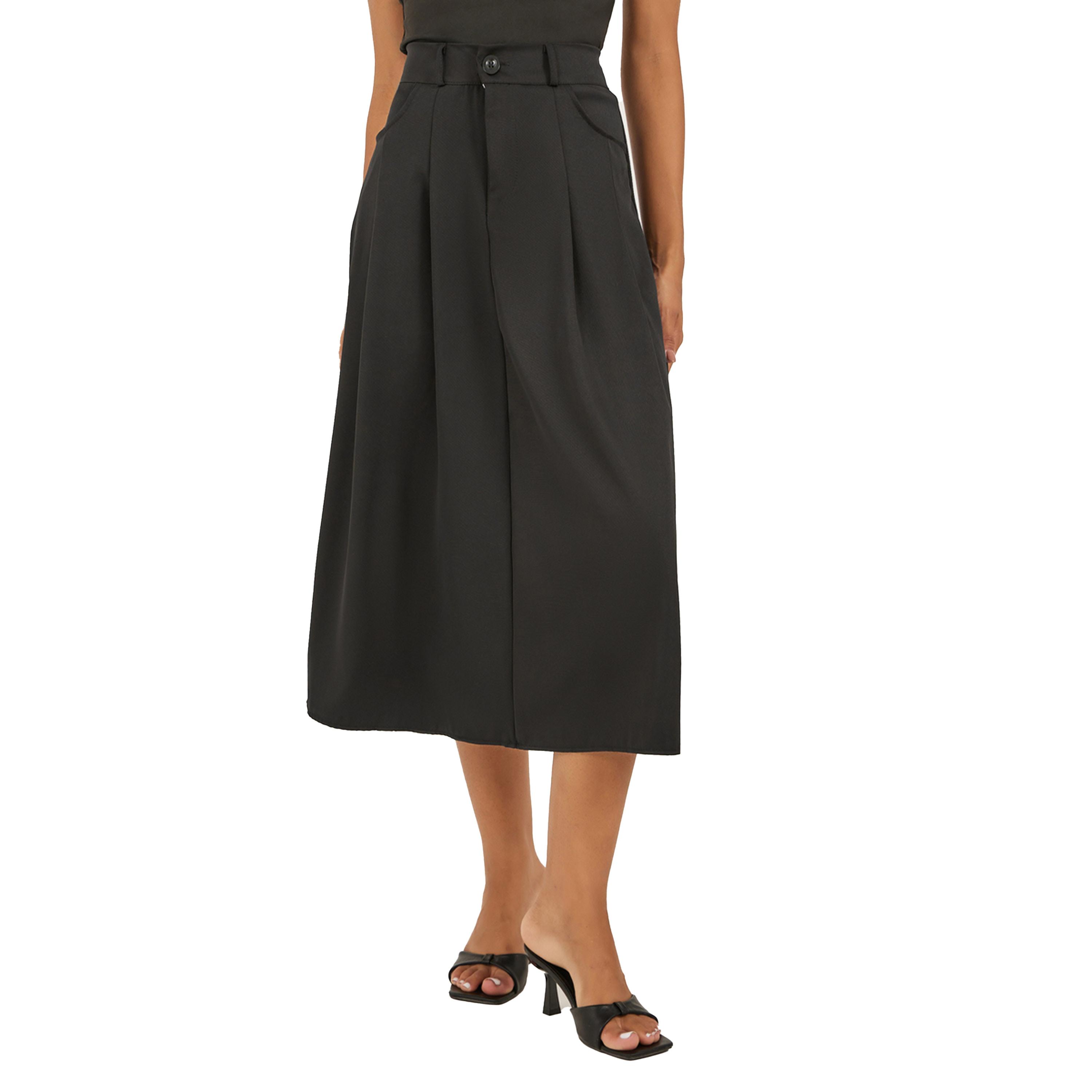 ستايلي - تنورة مطوية متوسطة الارتفاع على شكل حرف A-women-clothing-bottoms-skirts-image-2