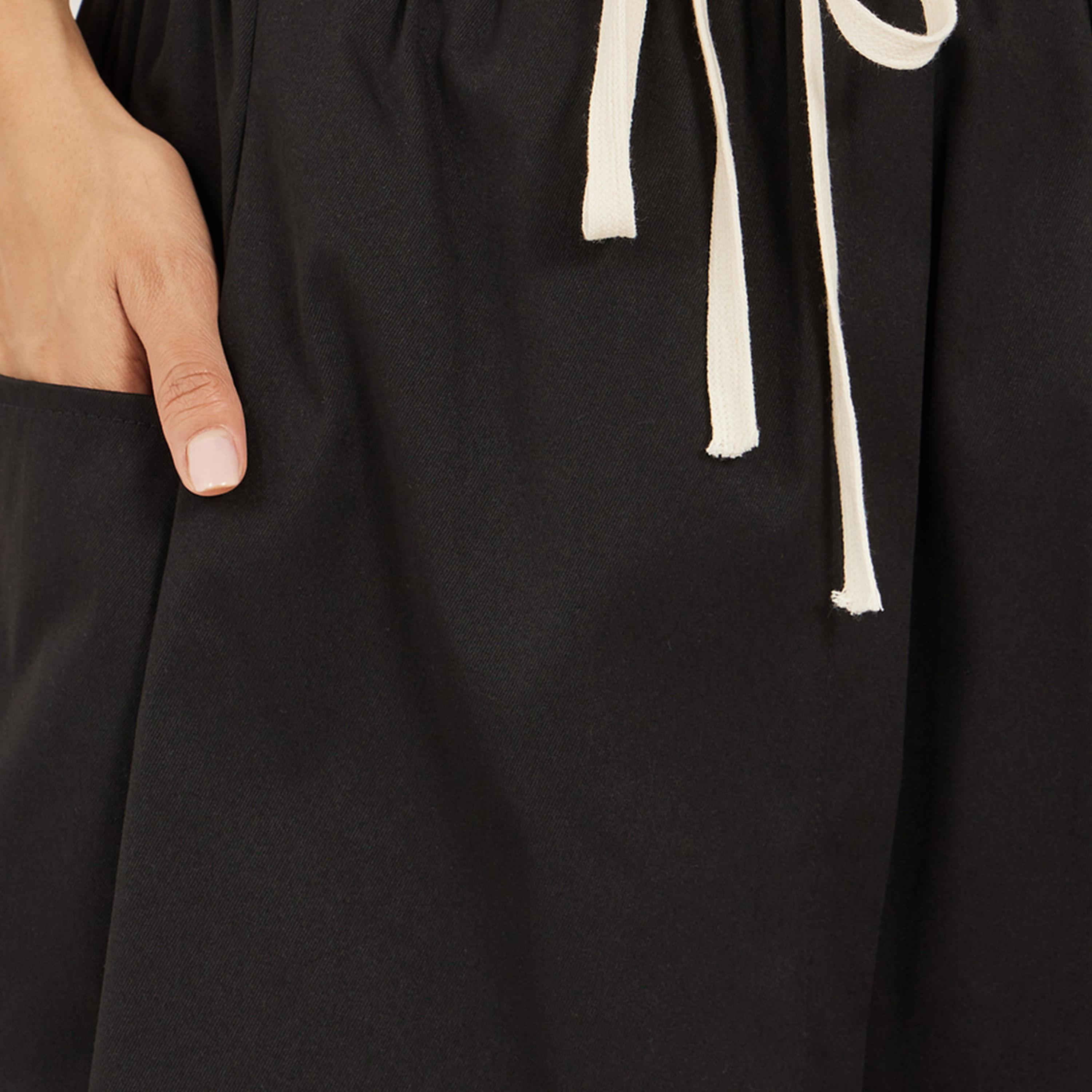 Styli Solid Drawstring Waist A-Line Midi Skirt with Pockets-women-clothing-bottoms-skirts-image-3