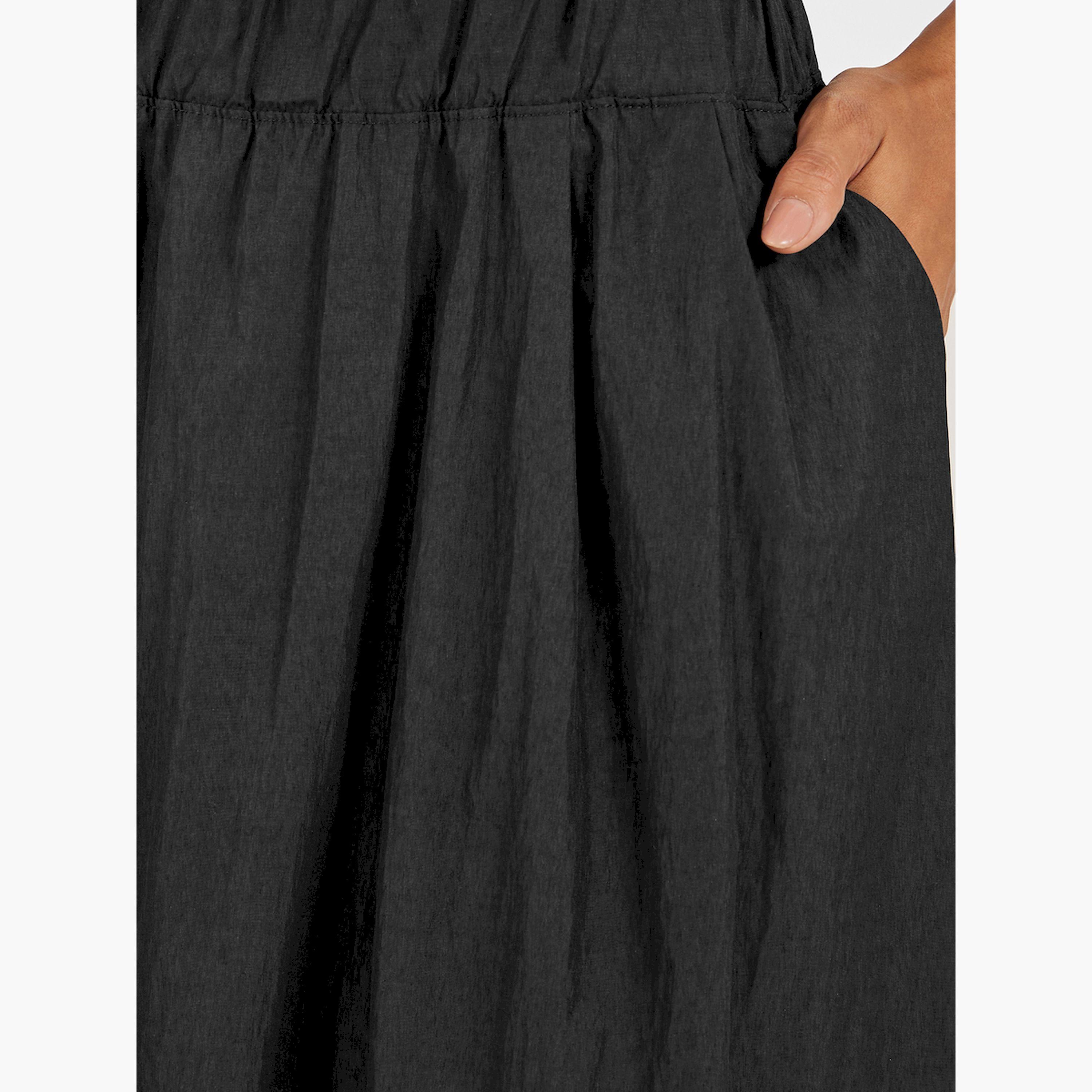 Styli Pleated A-Line Midi Skirt with Elasticated Waistband-women-clothing-bottoms-skirts-image-3