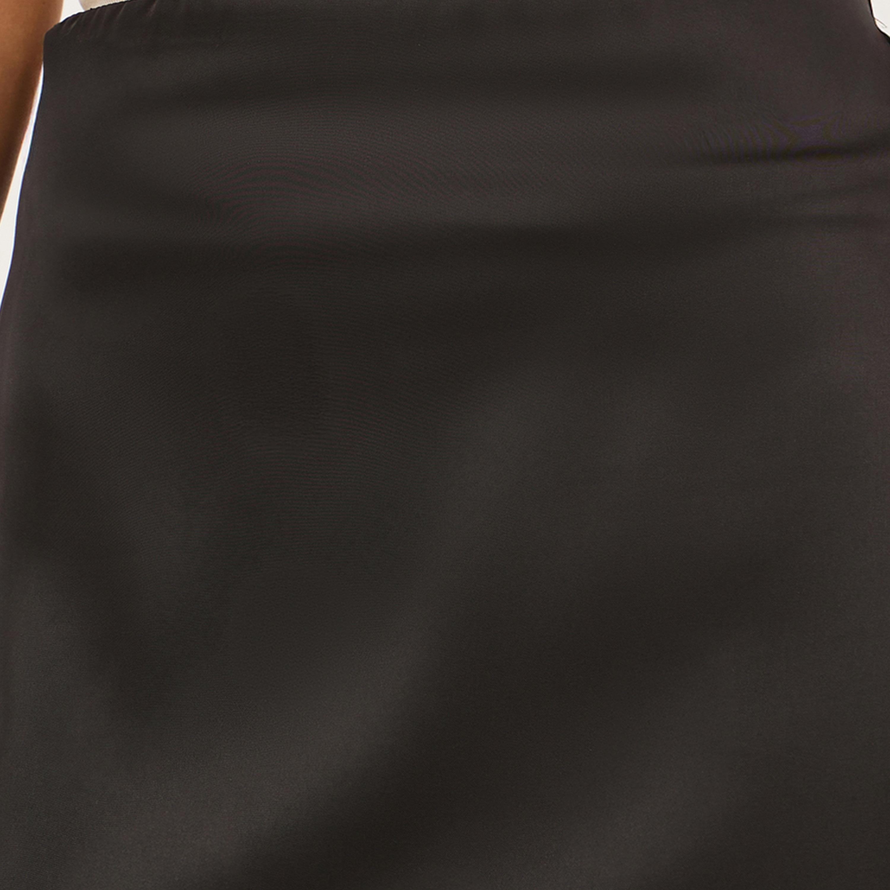 Styli Black Satin Flared Maxi Skirt-women-clothing-bottoms-skirts-image-3