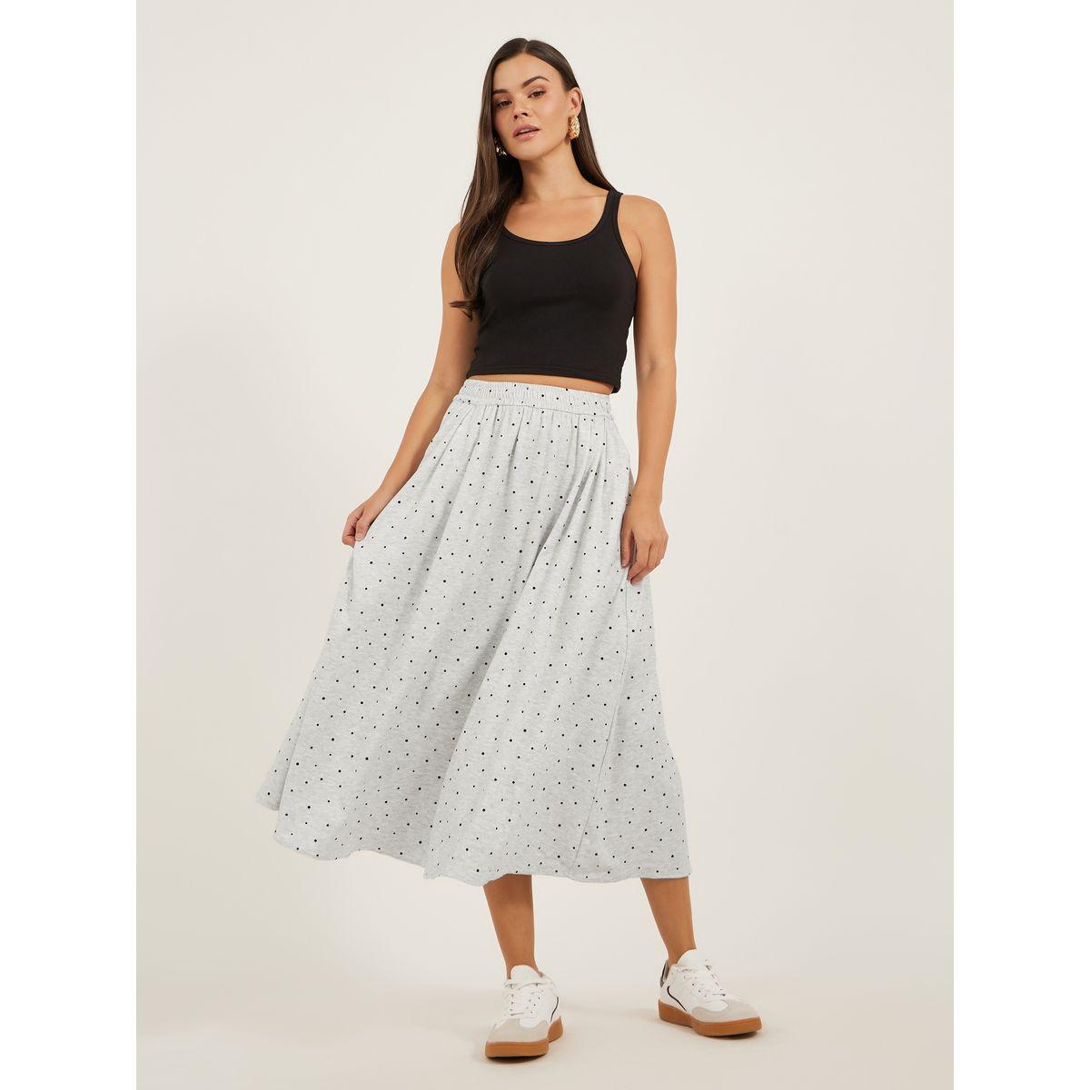 Styli Midi Flared Polka Dot Skirt-women-clothing-bottoms-skirts-image-1