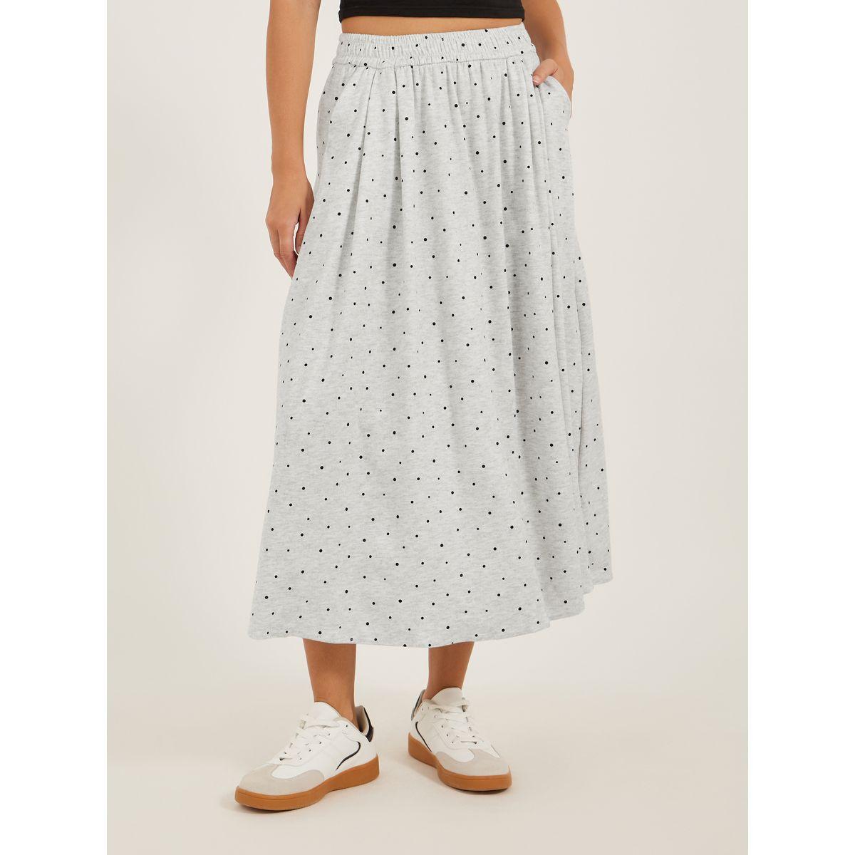 Styli Midi Flared Polka Dot Skirt-women-clothing-bottoms-skirts-image-2