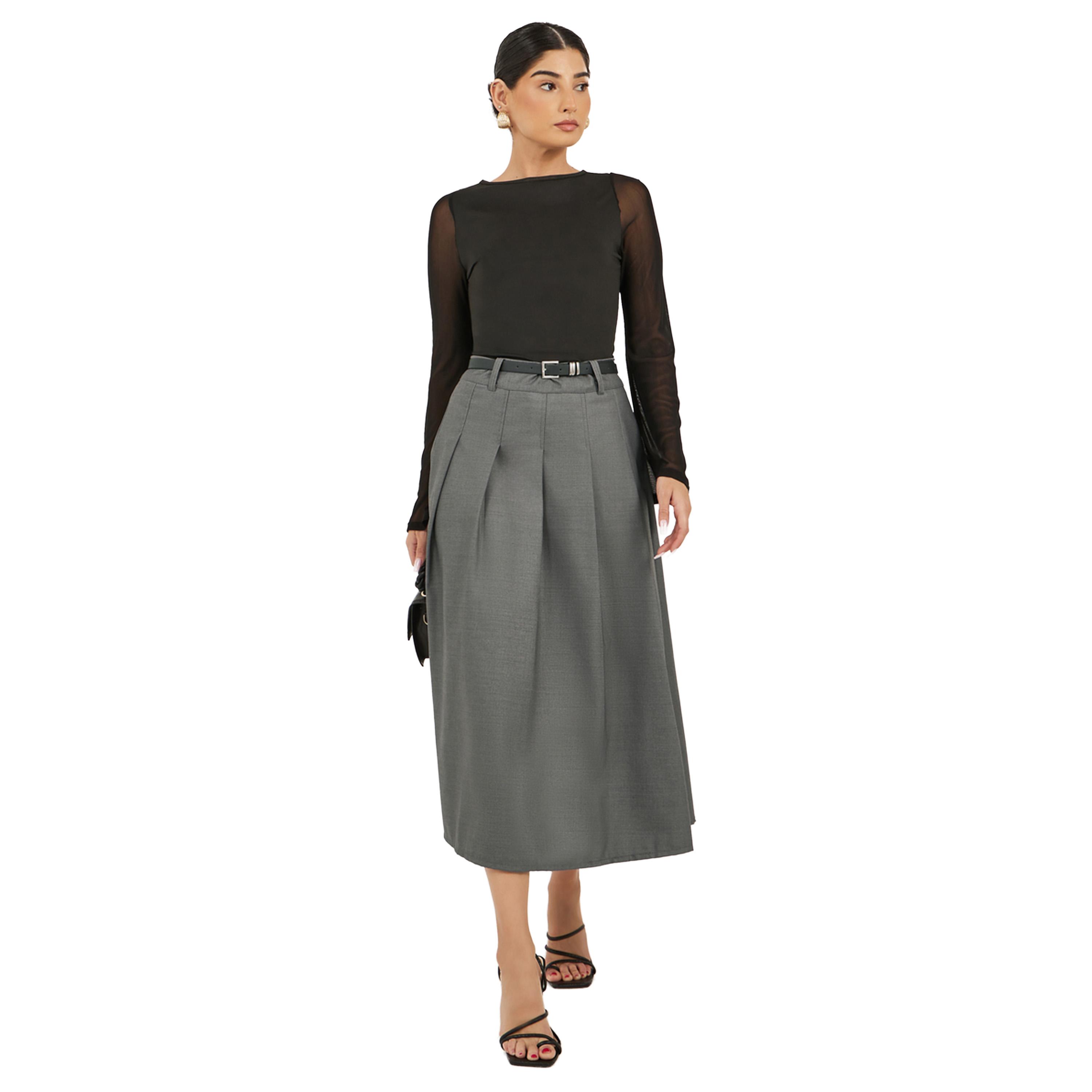 Styli Pleated A-Line Midi Skirt-women-clothing-bottoms-skirts-image-1