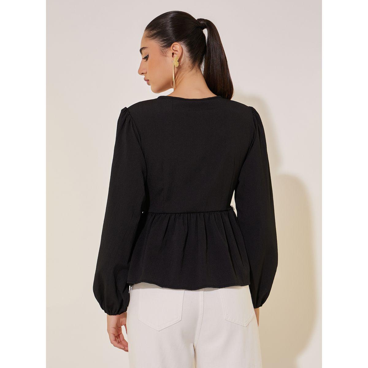 Styli Solid Long Sleeve Pearl Detail Wrap top-women-clothing-shirtsandblouses-blouses-image-4